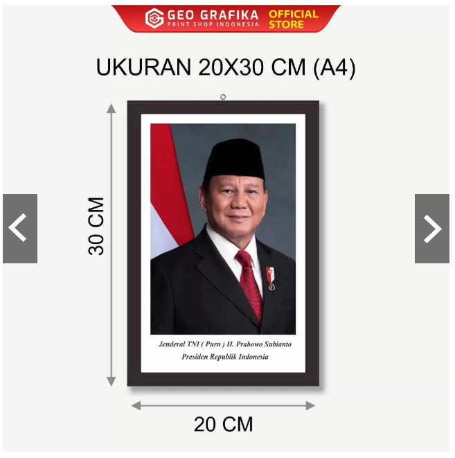 FOTO PRESIDEN DAN WAKIL PRESIDEN 2024-2029 + BINGKAI MDF UKURAN MEDIUM & JUMBO