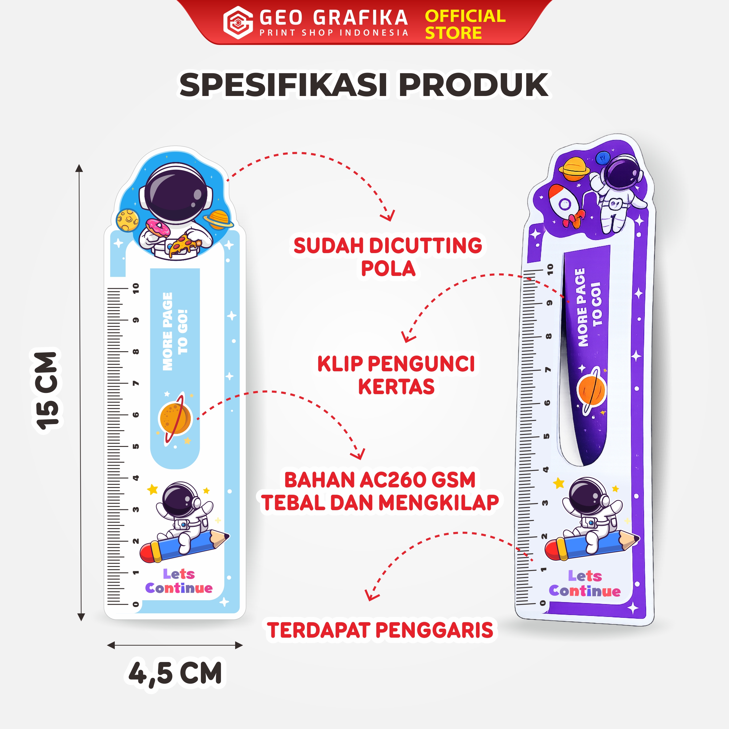 PEMBATAS BUKU LUCU / BOOKMARK KARAKTER ANAK – ISI 10 PCS | PENGGARIS MINI AESTHETIC SEKOLAH