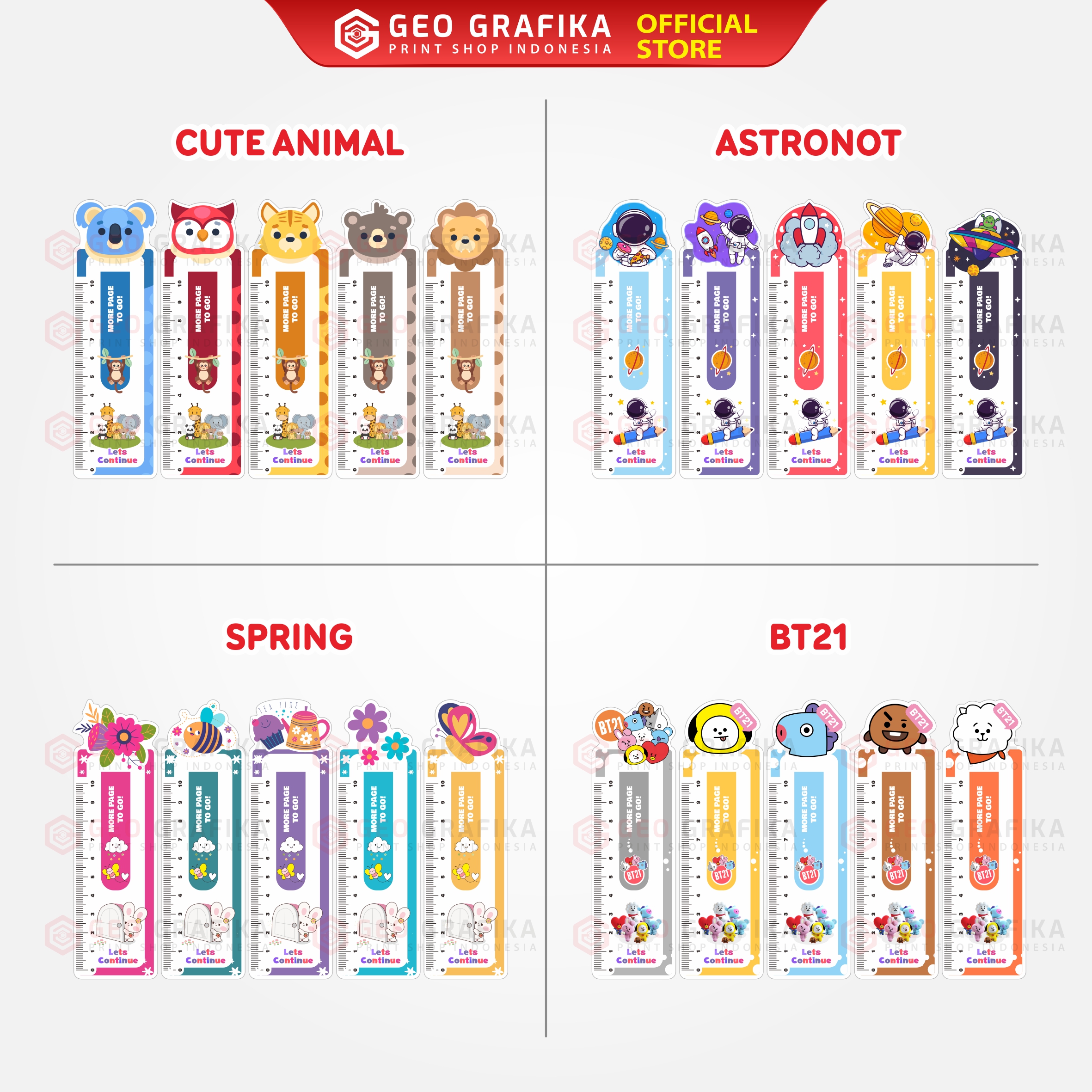 PEMBATAS BUKU LUCU / BOOKMARK KARAKTER ANAK – ISI 10 PCS | PENGGARIS MINI AESTHETIC SEKOLAH