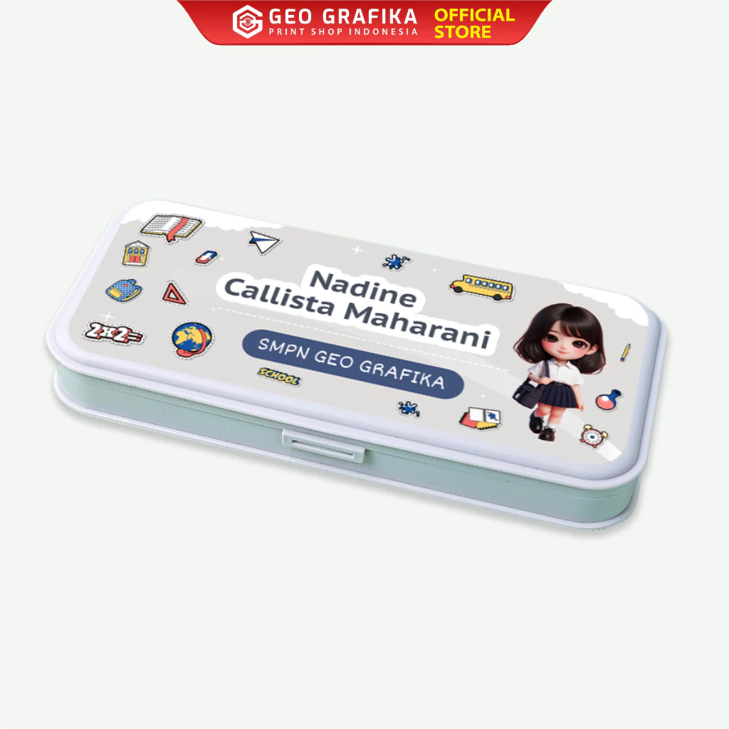 Box Pensil Kotak Pensil Custom Nama - Geo Grafika