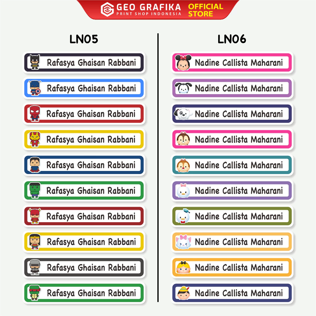 Stiker Nama Alat Tulis Anak Waterproof Anti Air Isi 30 pcs