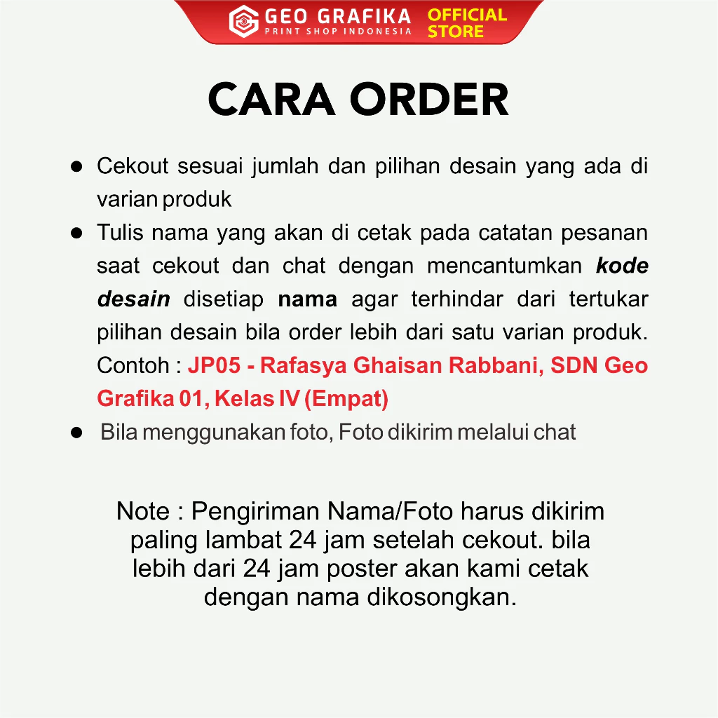 Poster Jadwal Pelajaran Custom Nama & Foto Wipe & Clean - Geo Grafika