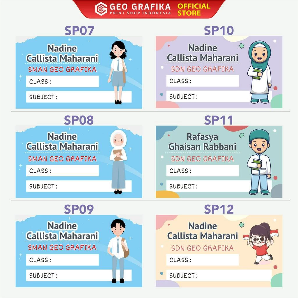Stiker Label Buku Pelajaran Custom Free Desain isi 40 pcs