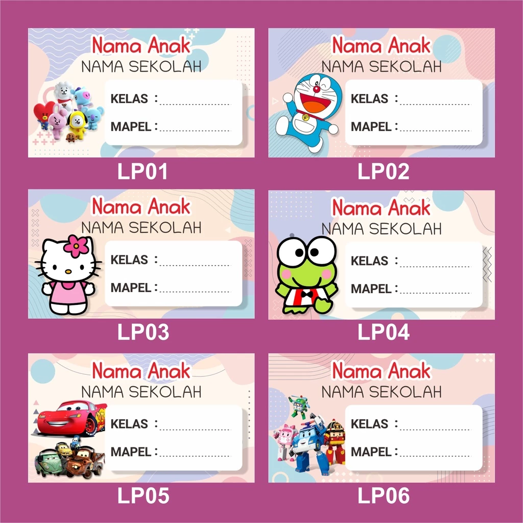 Stiker Label Buku Pelajaran Custom Free Desain isi 40 pcs