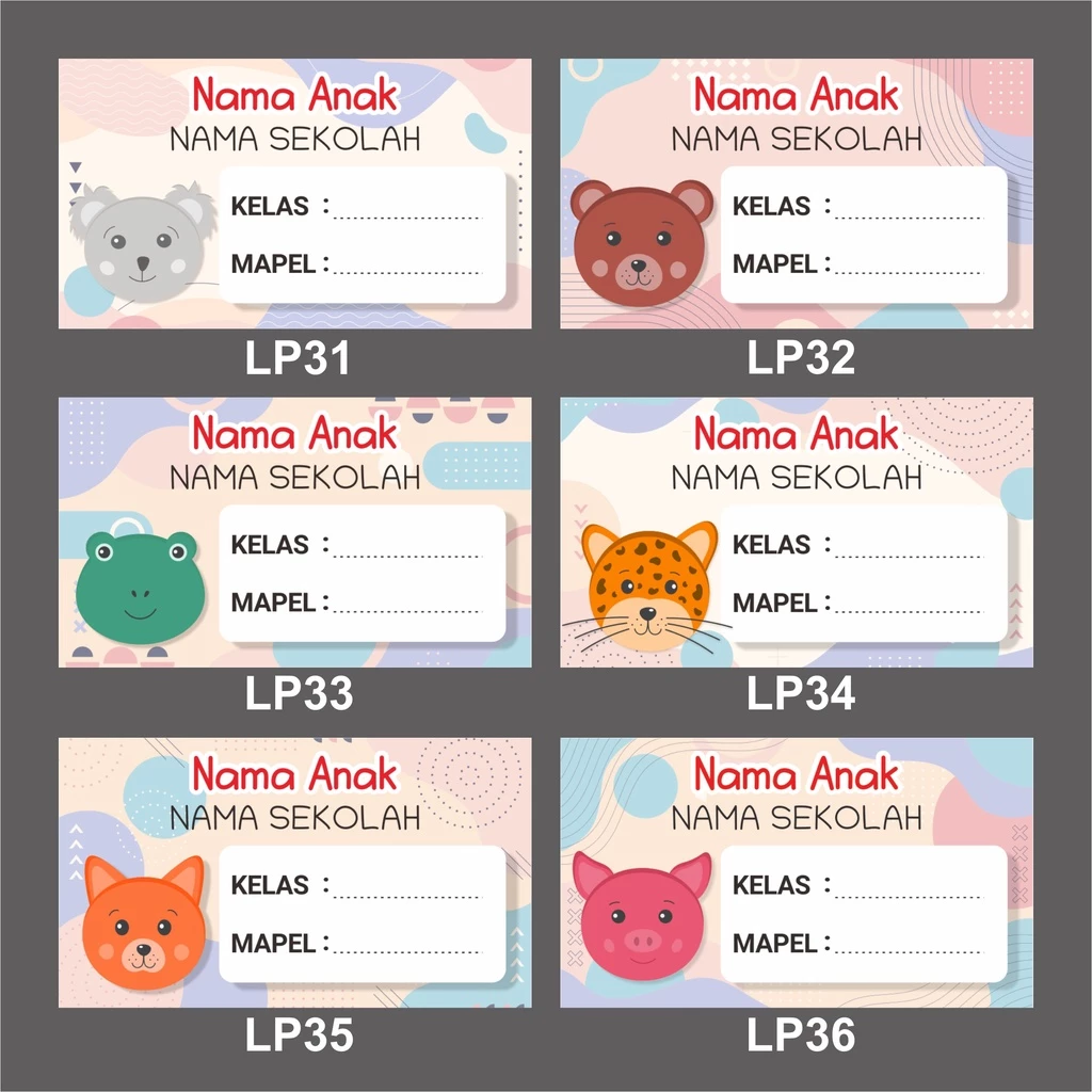 Stiker Label Buku Pelajaran Custom Free Desain isi 40 pcs