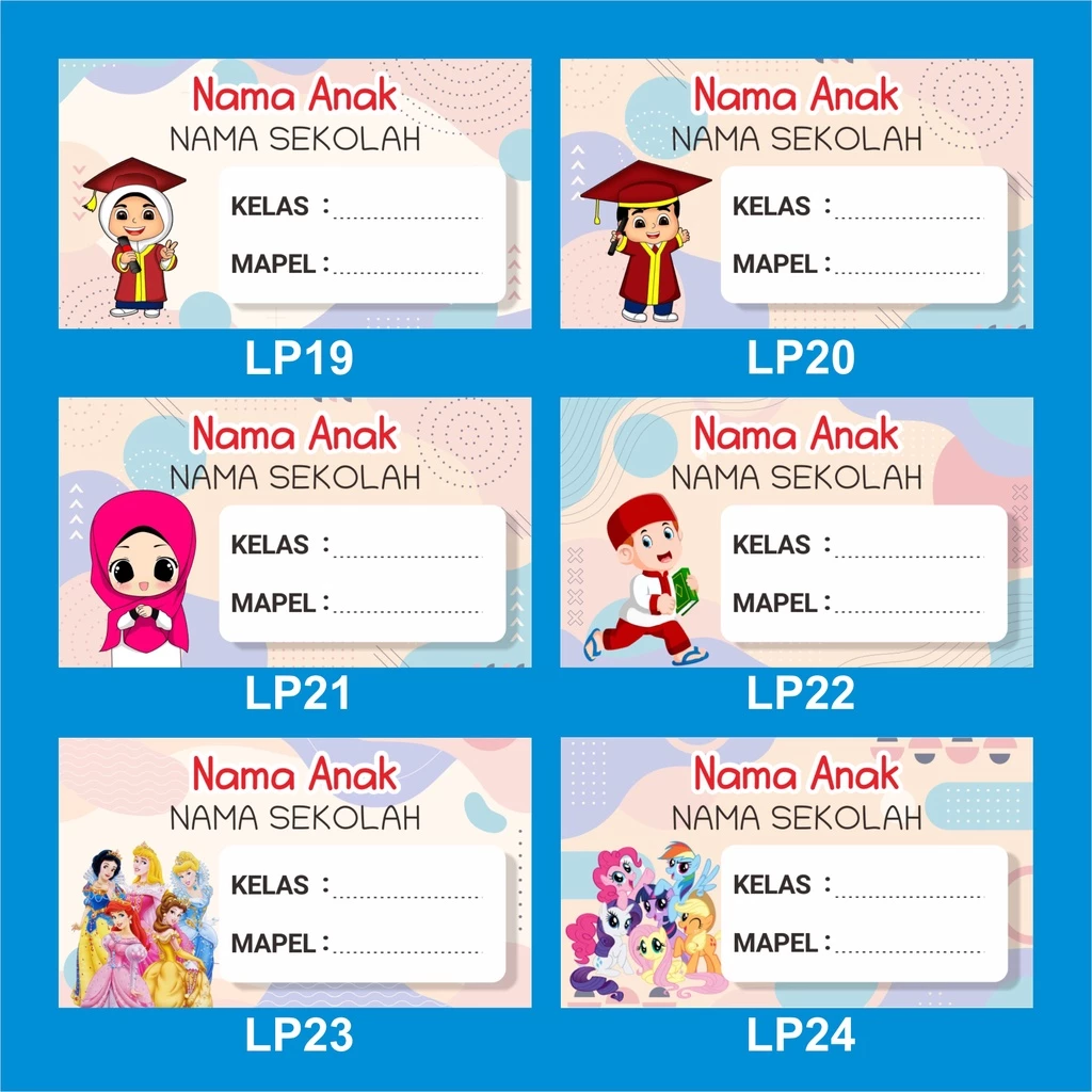 Stiker Label Buku Pelajaran Custom Free Desain isi 40 pcs