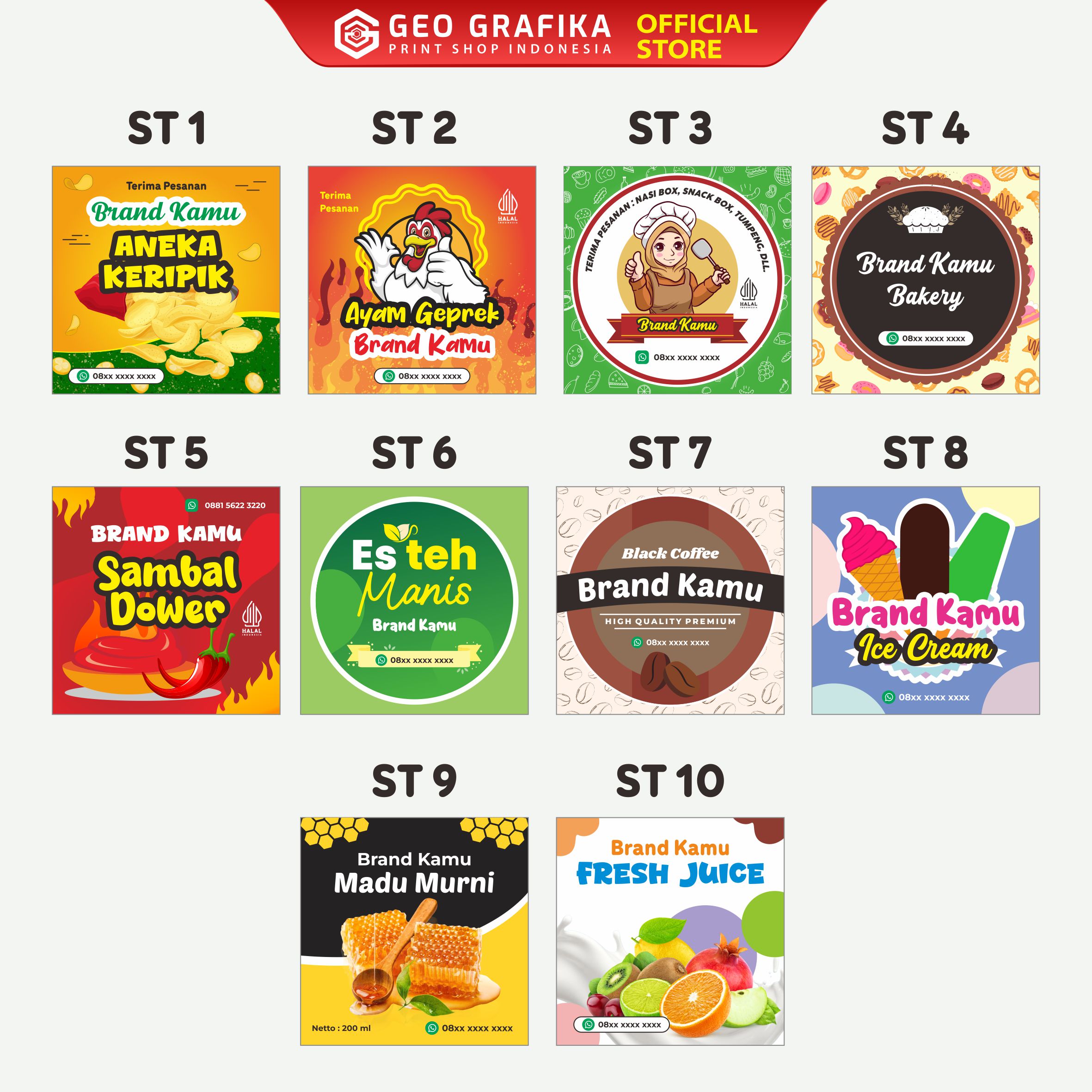 Cetak Sticker Vinyl Glosy Lembaran A3+ Digital Printing Full Color - Geo Grafika