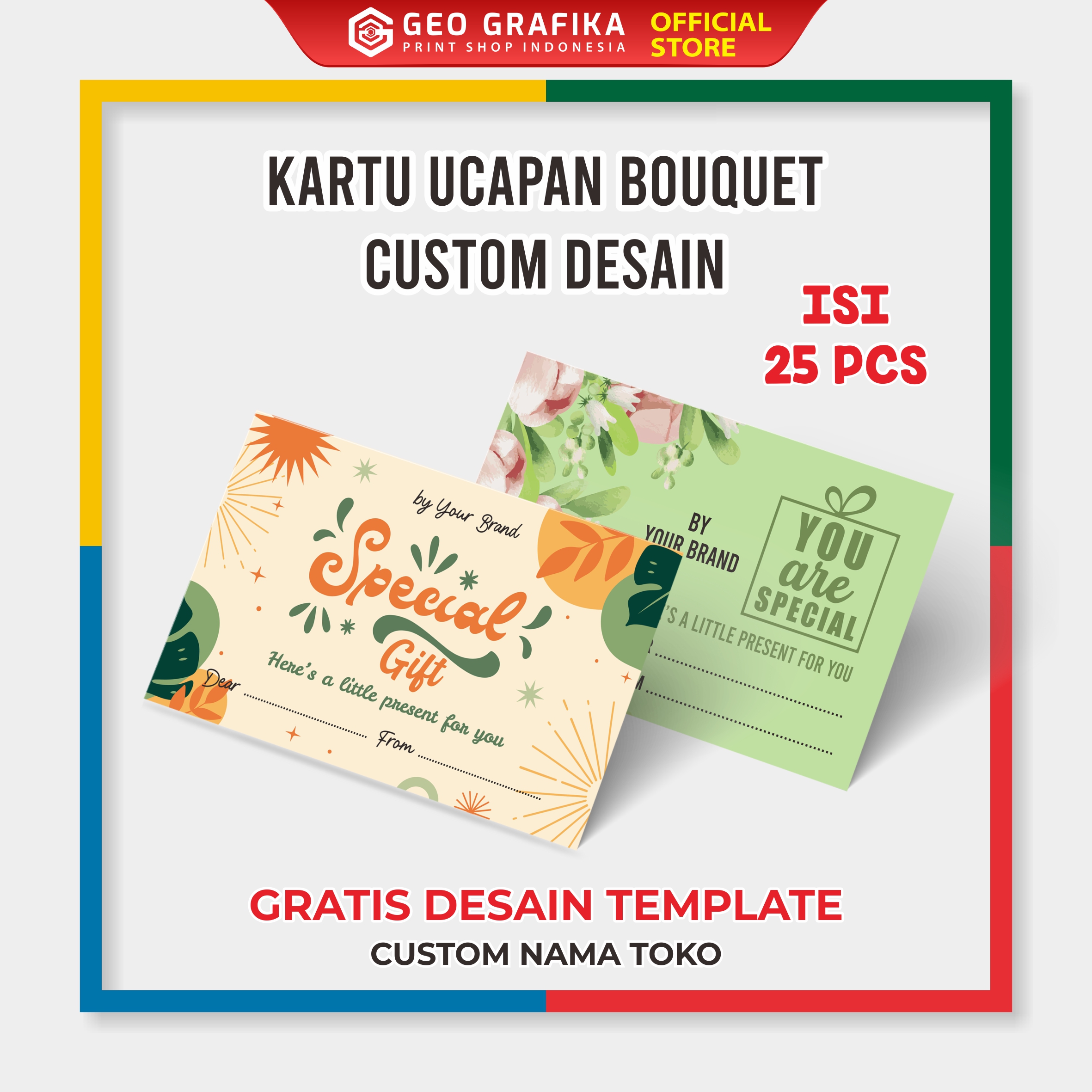 Kartu Ucapan Bouquet Custom - Geo Grafika