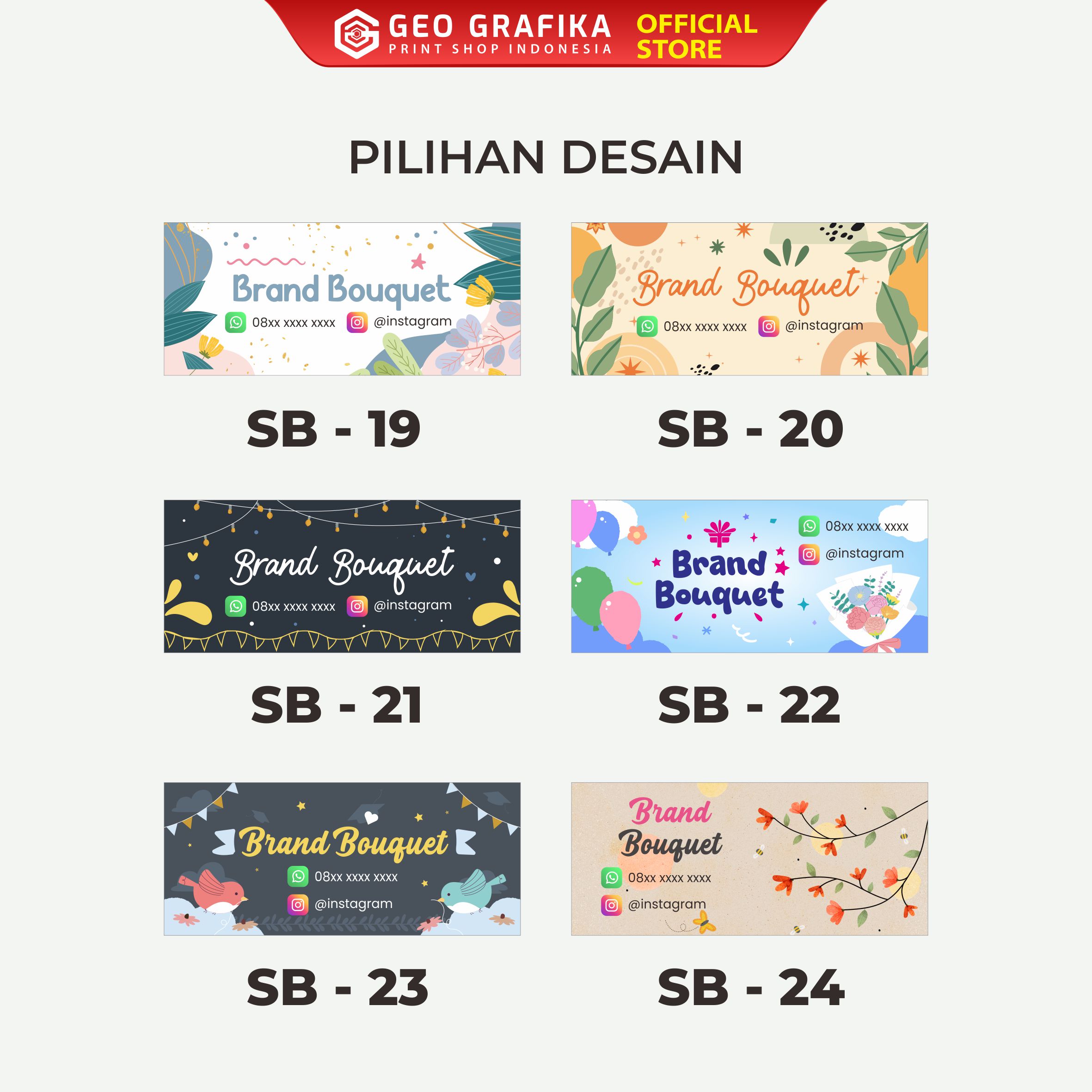 Stiker Bouquet Custom Nama - Geo Grafika
