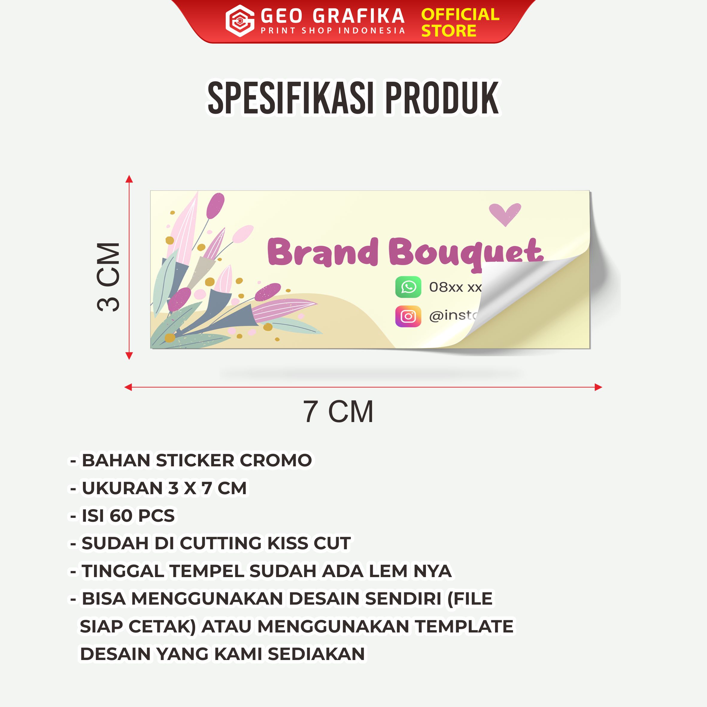 Stiker Bouquet Custom Nama - Geo Grafika