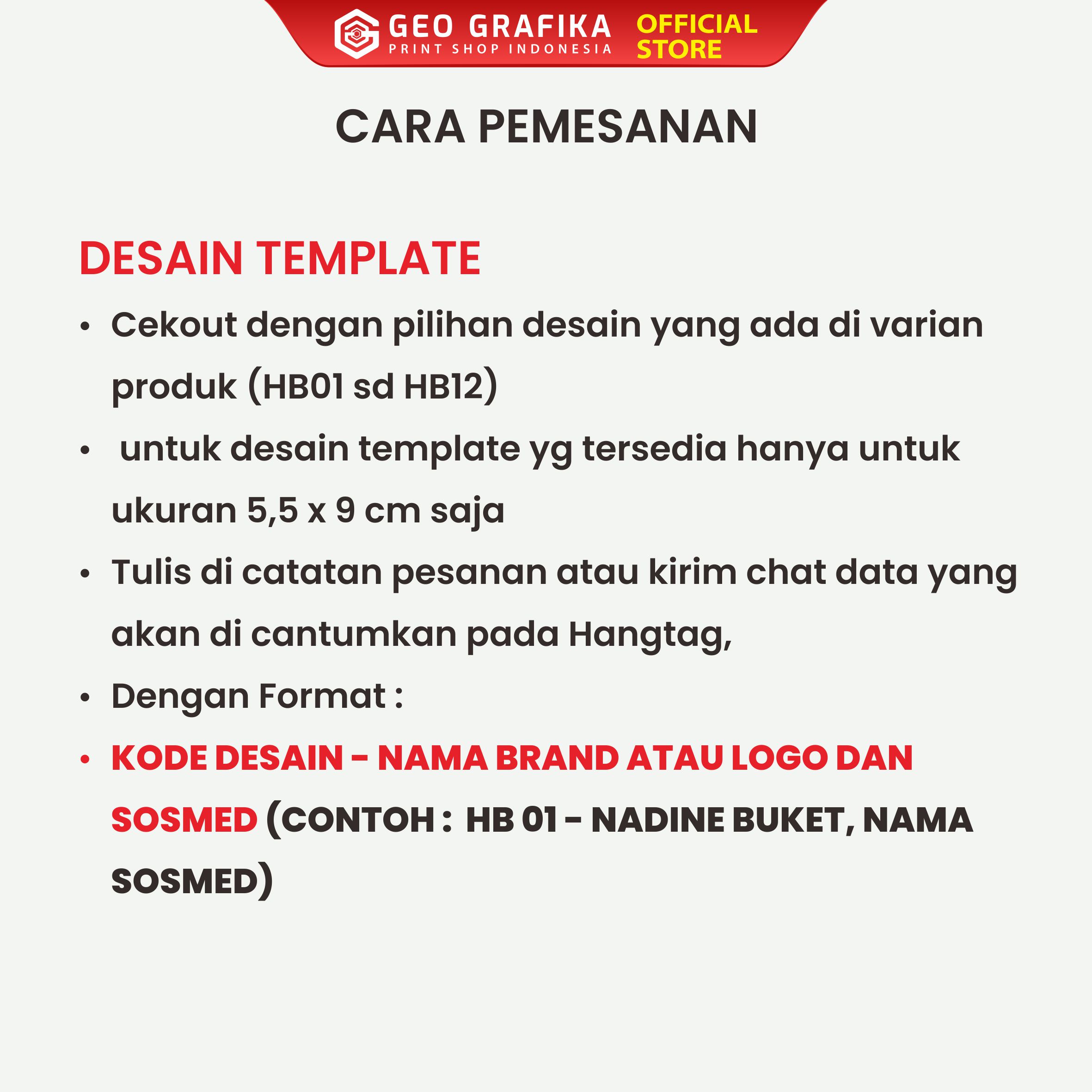Hangtag Brand Bouquet Custom Nama Brand - Geo Grafika