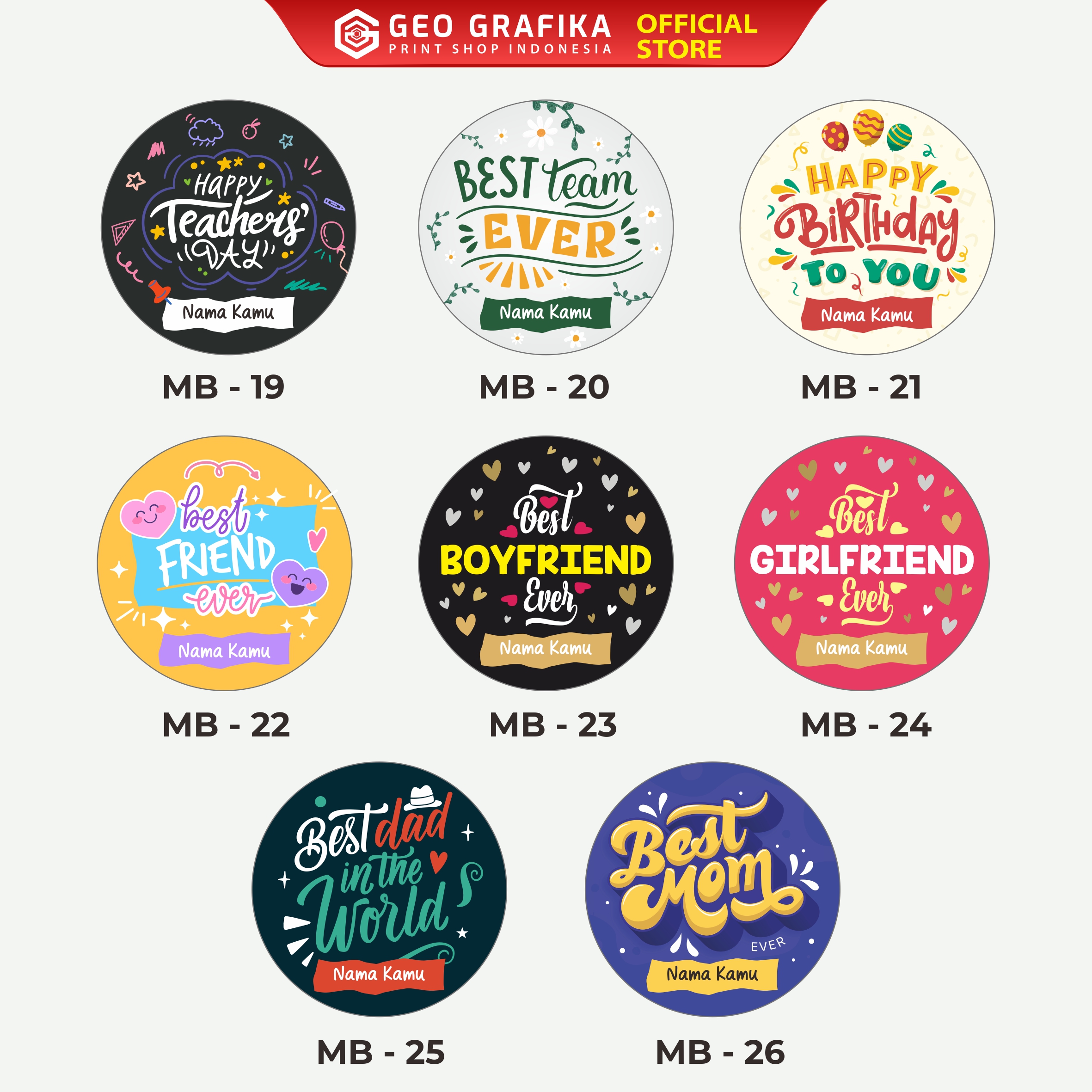 Medali Akrilik Custom Nama / Ucapan - Geo Grafika