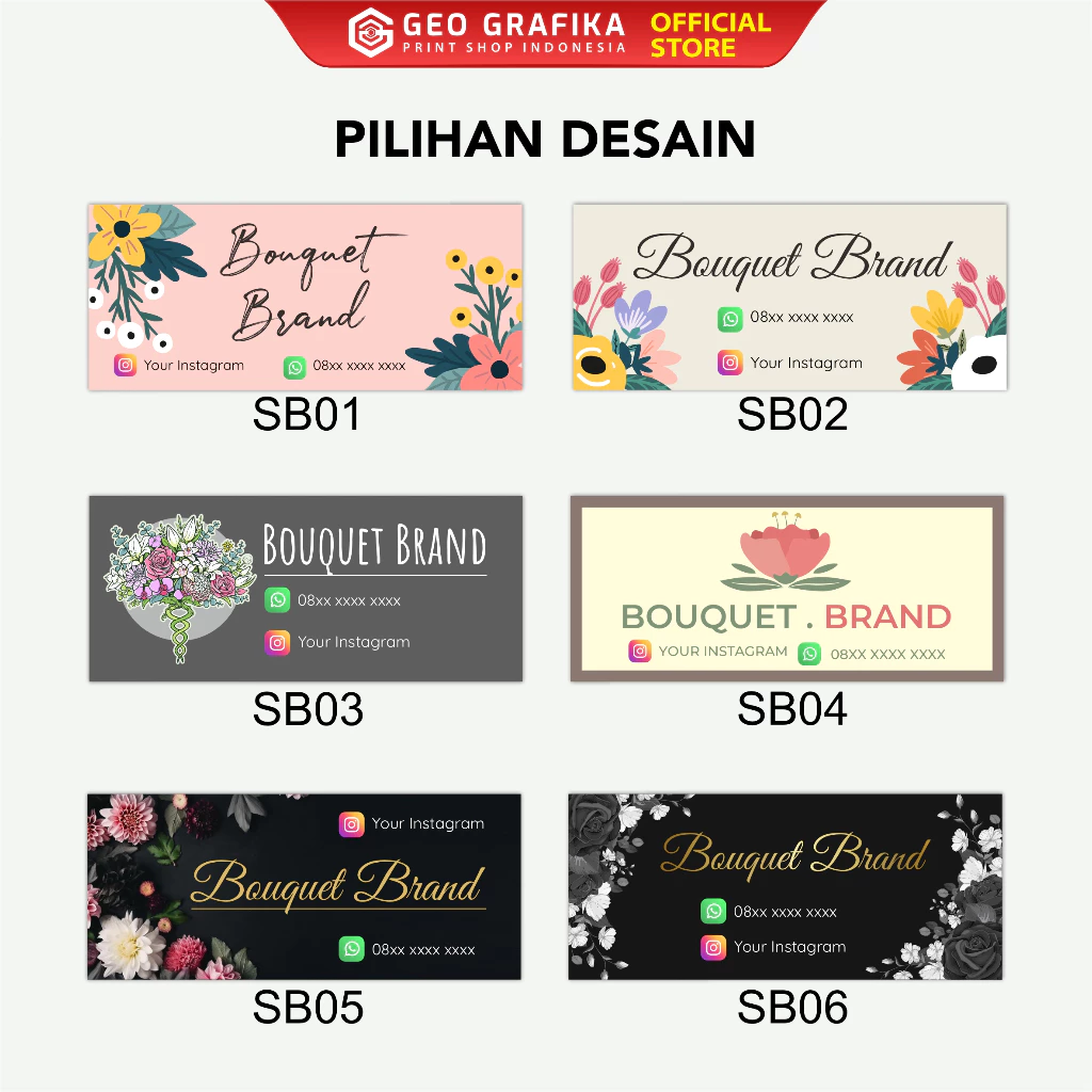 Geo Grafika Stiker Bouquet Custom 3x7 cm
