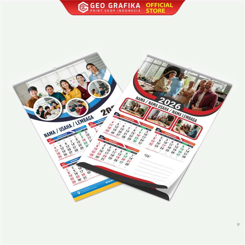 Cetak Kalender Dinding 4 Halaman Custom Tahun 2026 - Geo Grafika