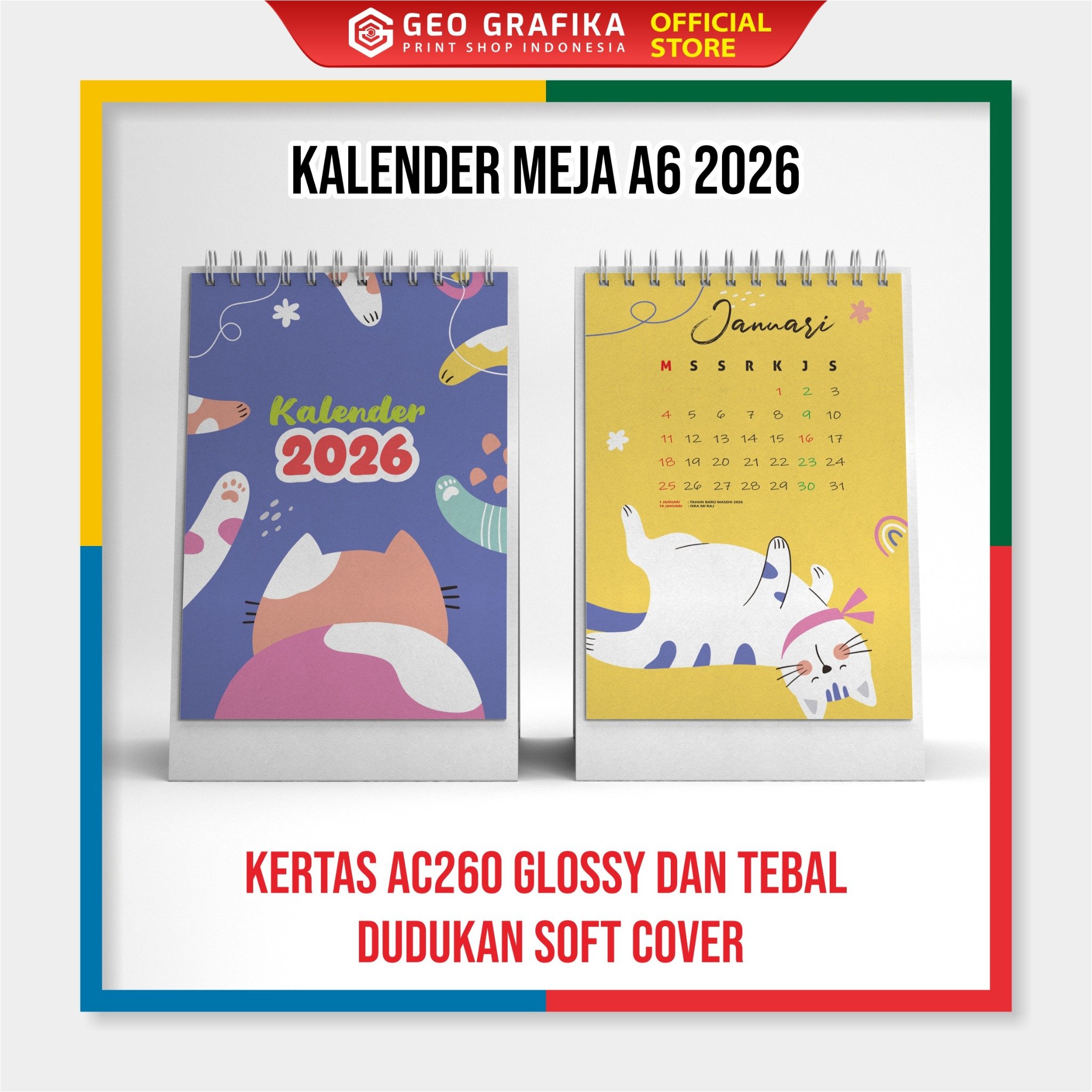 Kalender Meja Ukuran A6 16 halaman 2026 - Geo Grafika