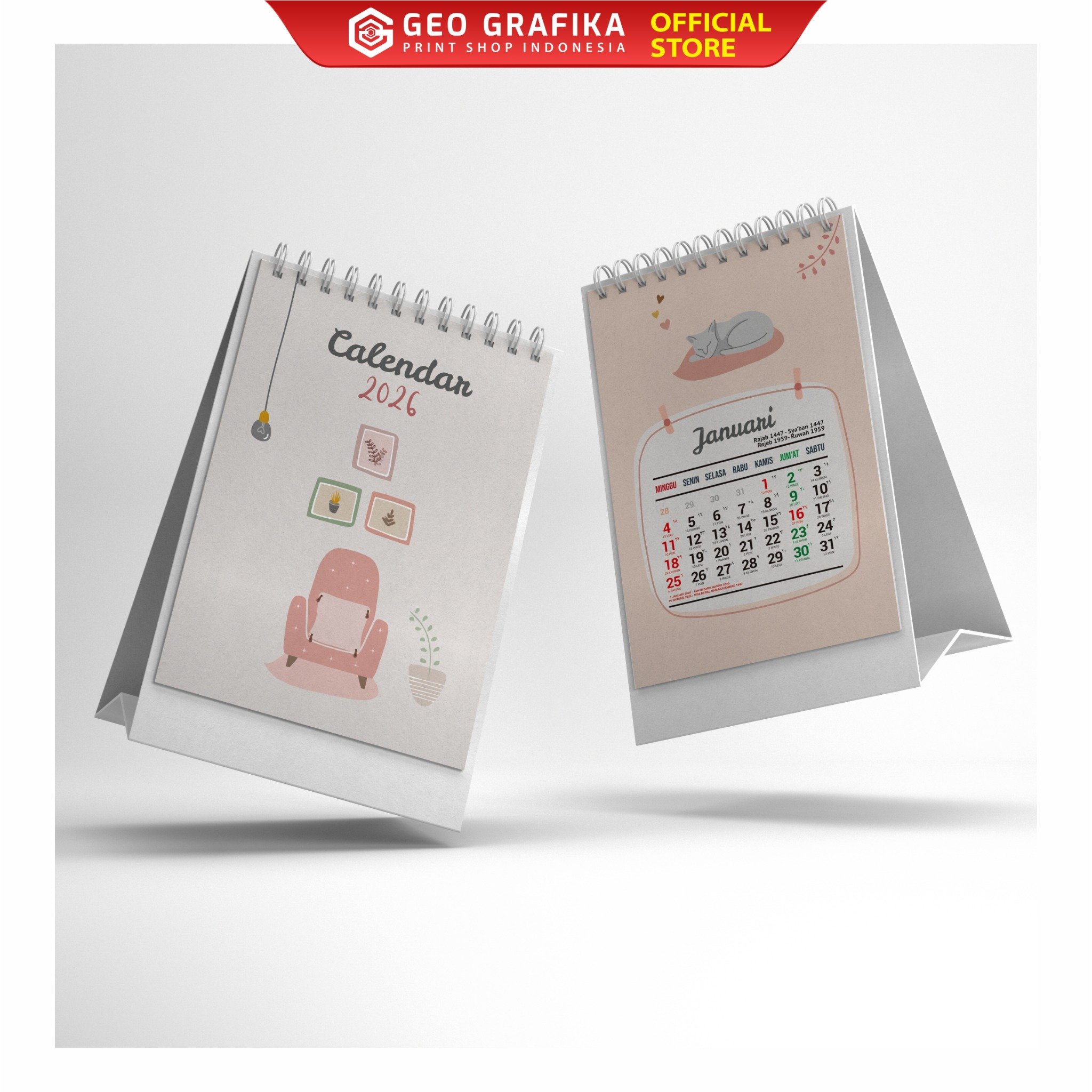 Kalender Meja Ukuran A6 16 halaman 2026 - Geo Grafika