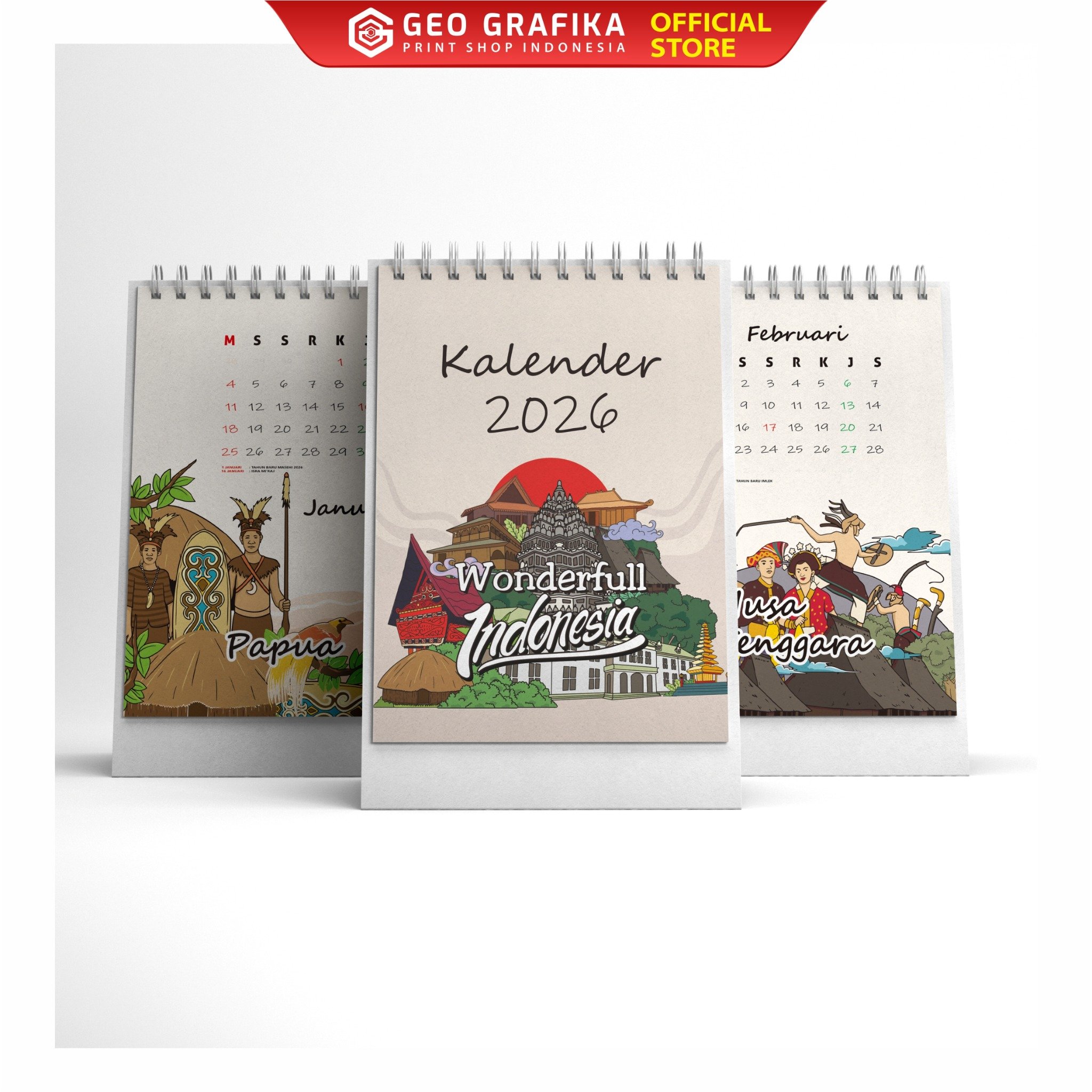 Kalender Meja Ukuran A6 16 halaman 2026 - Geo Grafika