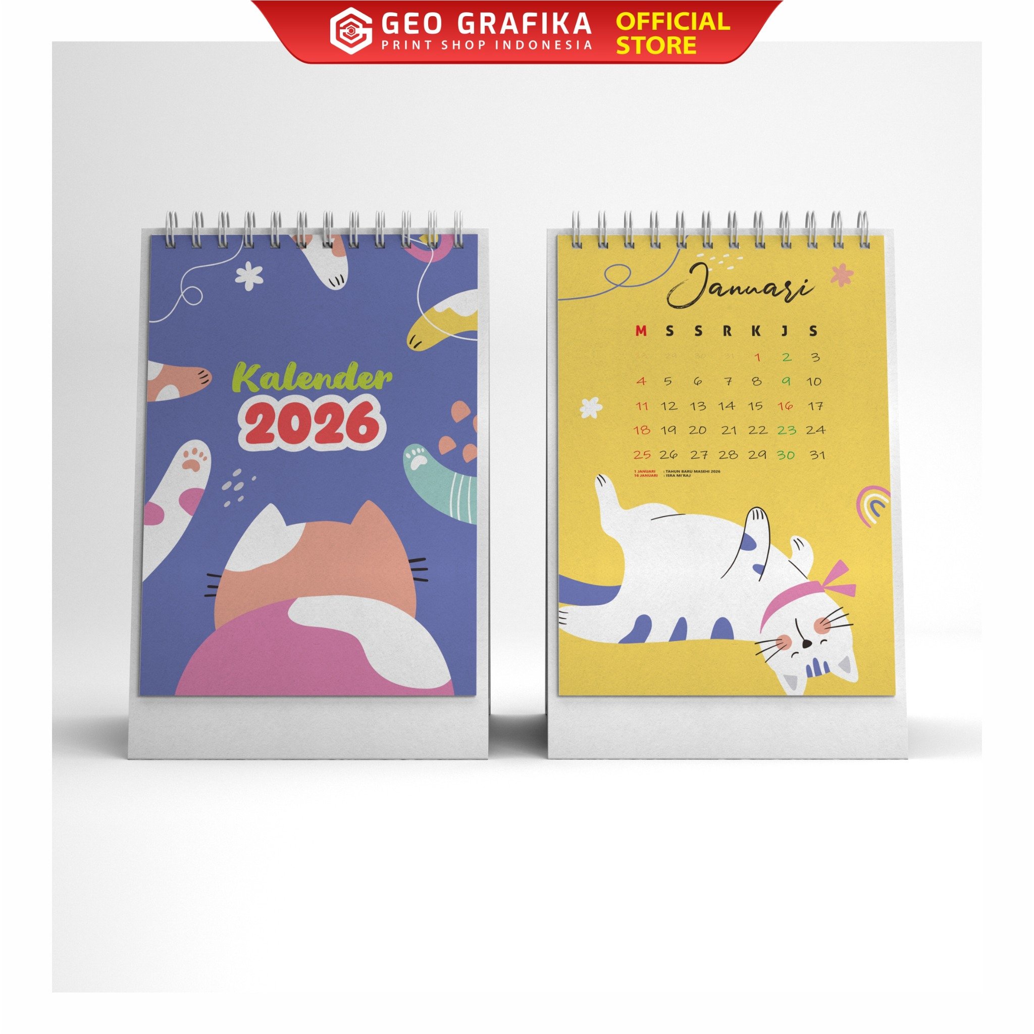 Kalender Meja Ukuran A6 16 halaman 2026 - Geo Grafika