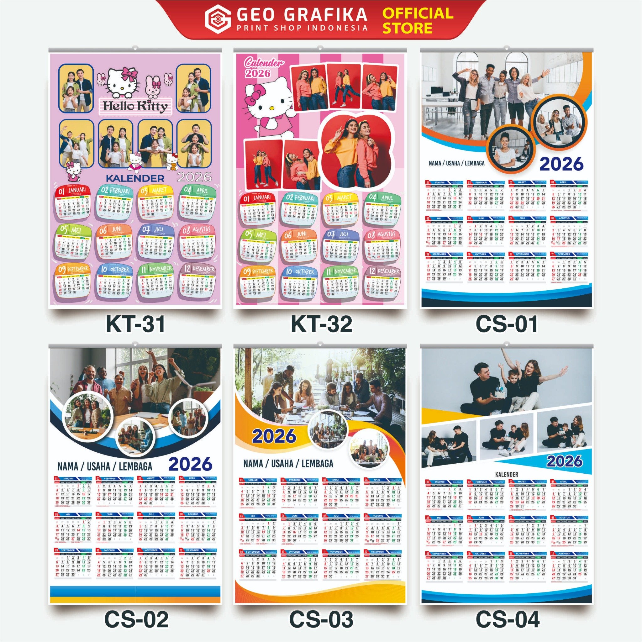 Kalender Dinding Foto Sendiri 2026 (Part 2) Custom Karakter Free Desain - Geo Grafika