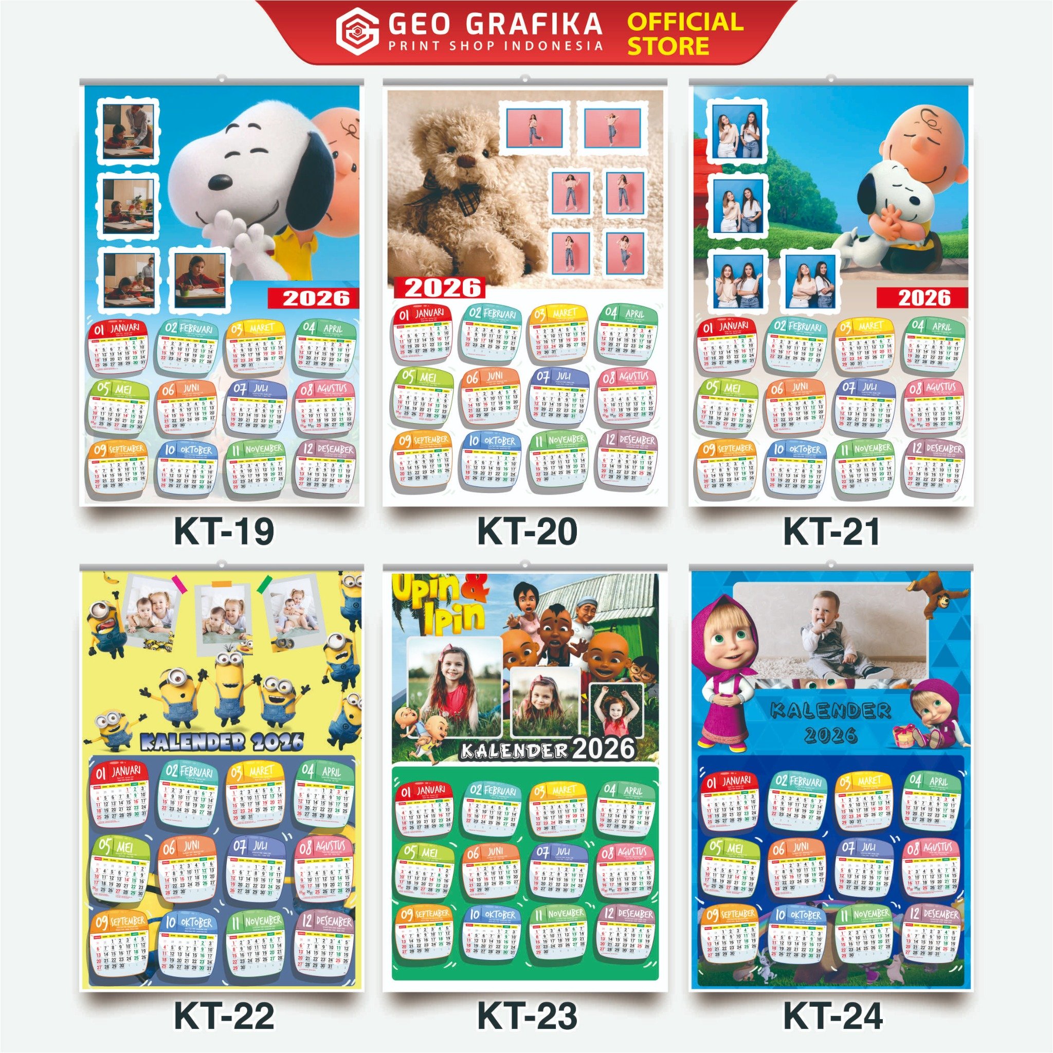 Kalender Dinding Foto Sendiri 2026 (Part 2) Custom Karakter Free Desain - Geo Grafika
