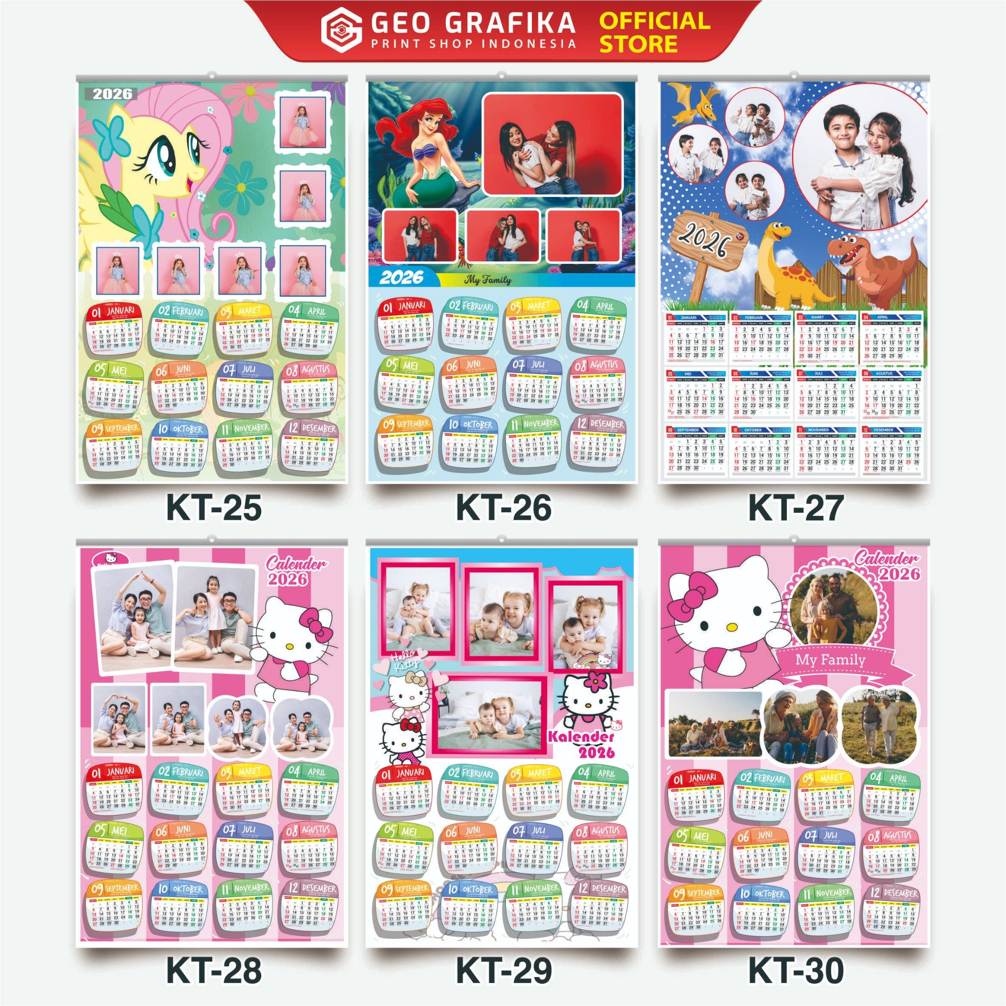 Kalender Dinding Foto Sendiri 2026 (Part 2) Custom Karakter Free Desain - Geo Grafika