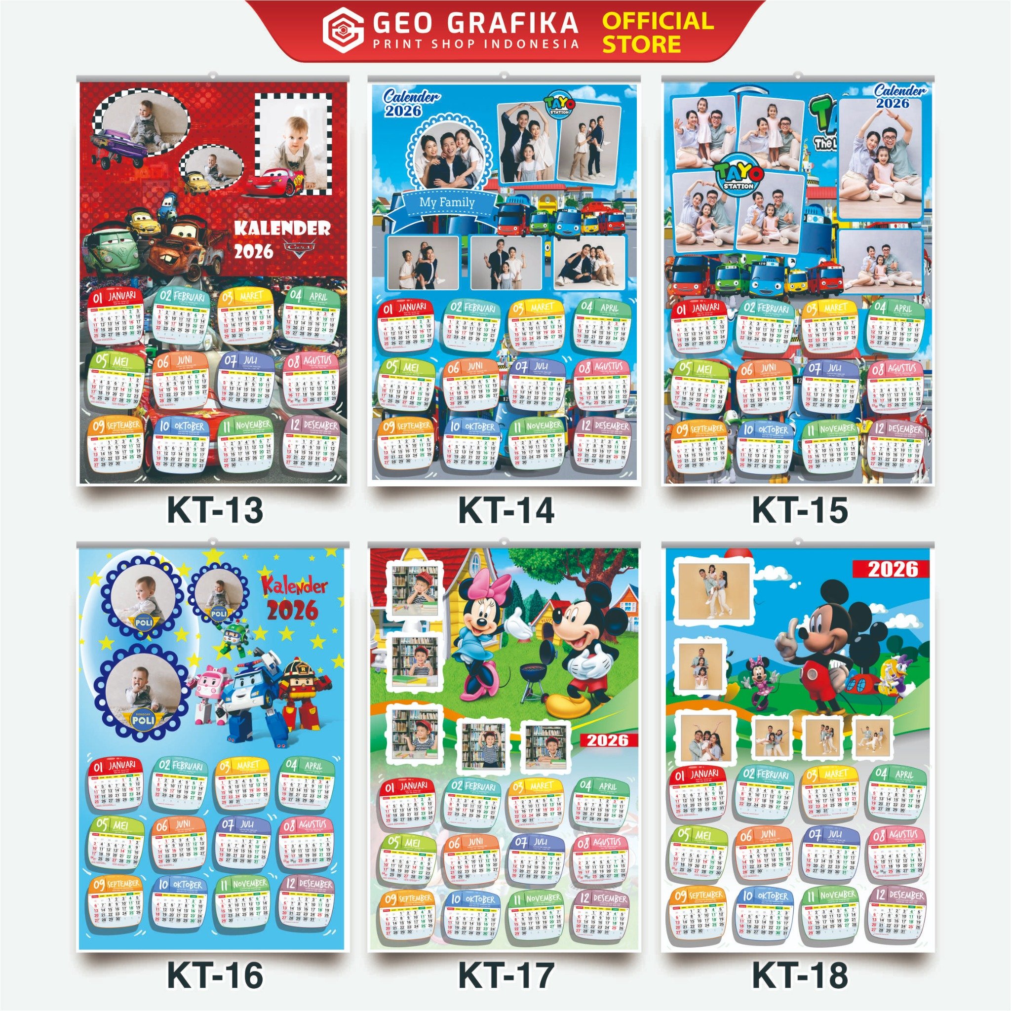Kalender Dinding Foto Sendiri 2026 (Part 2) Custom Karakter Free Desain - Geo Grafika