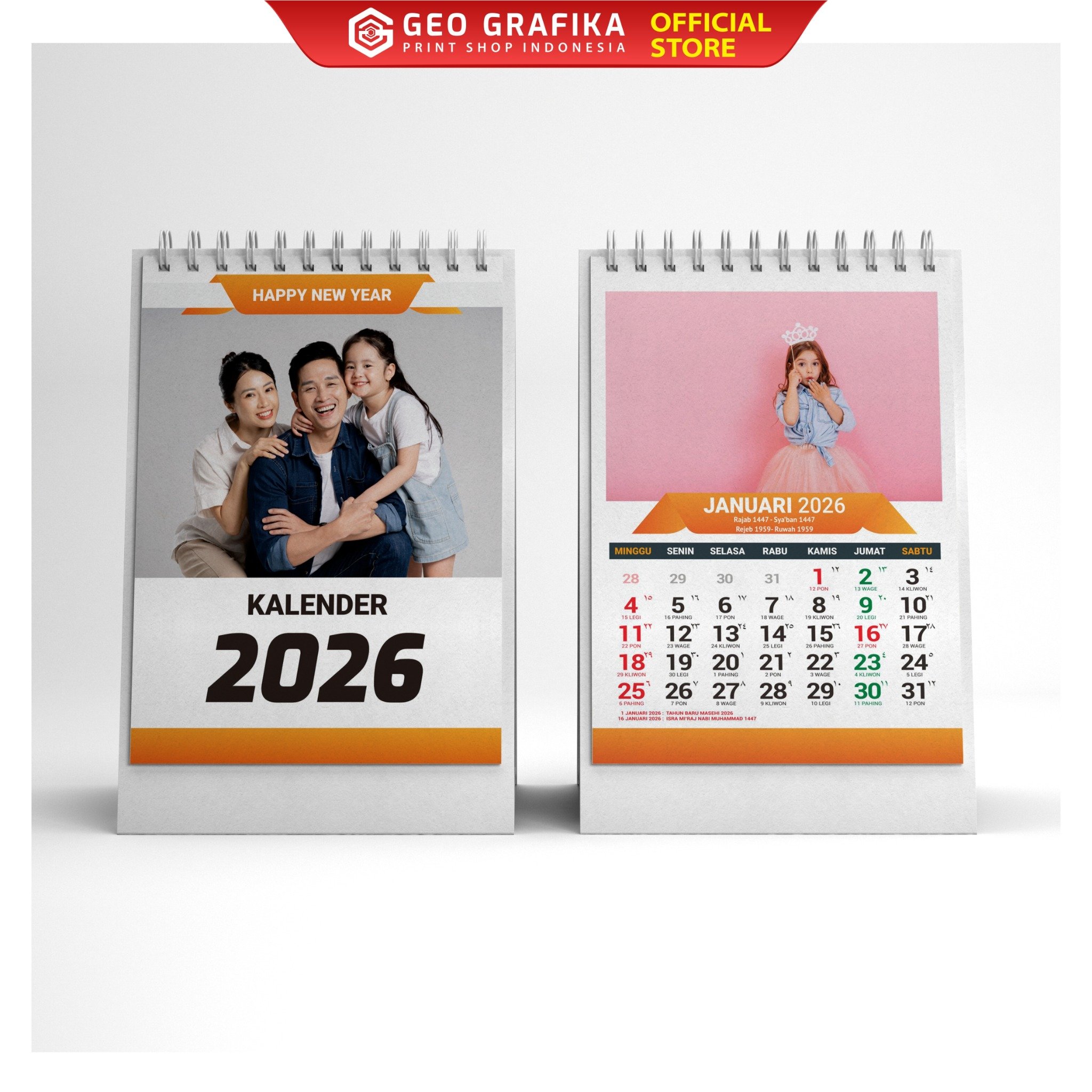 Kalender Meja Kalender Duduk Uk. A6 Custom Foto - Geo Grafika kalender 2026
