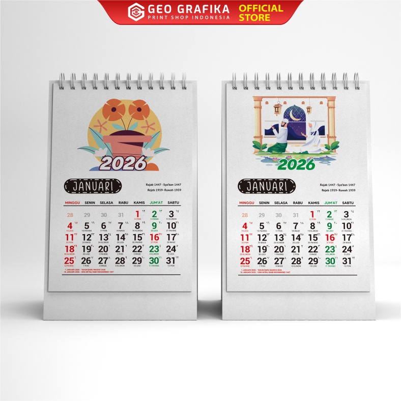 Kalender Meja Mini Kalender Duduk Mini Tahun 2026- Geo Grafika