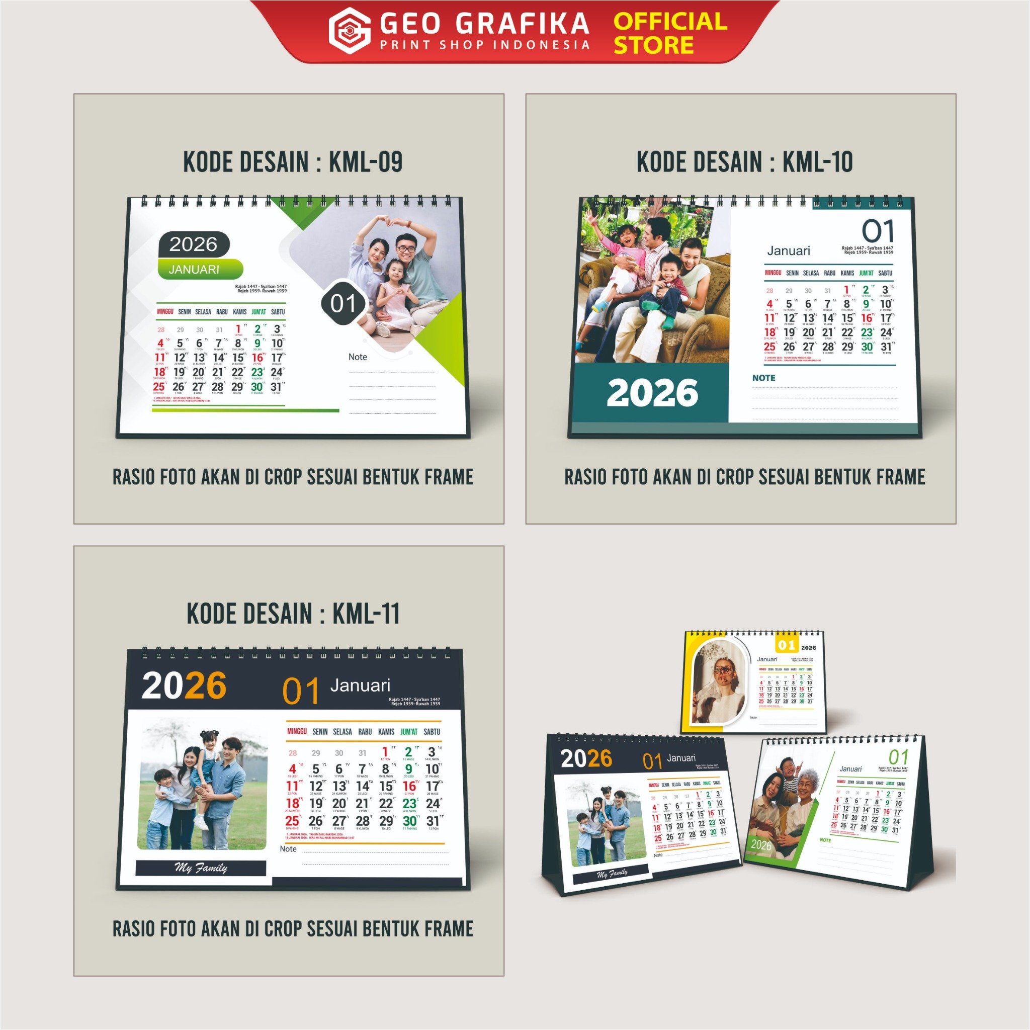 Kalender Duduk 2026 Kalender Meja Custom Foto Sendiri Hardcover Jilid Spiral