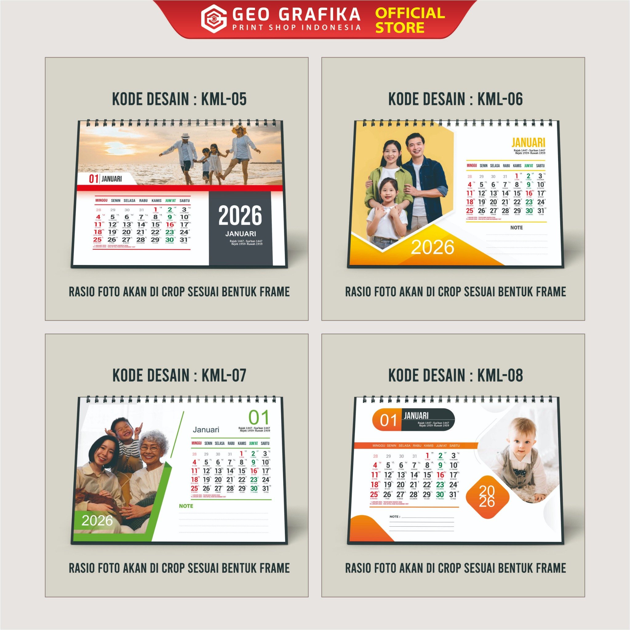 Kalender Duduk 2026 Kalender Meja Custom Foto Sendiri Hardcover Jilid Spiral