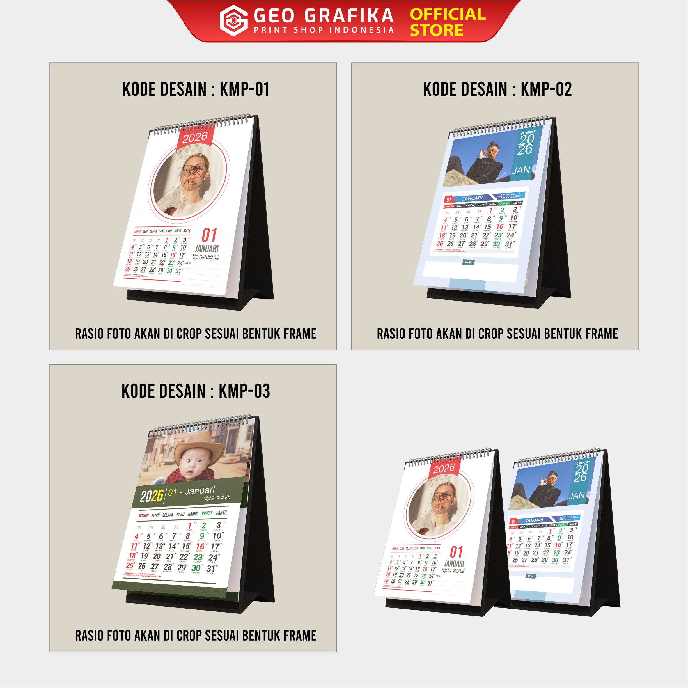 Kalender Duduk 2026 Kalender Meja Custom Foto Sendiri Hardcover Jilid Spiral