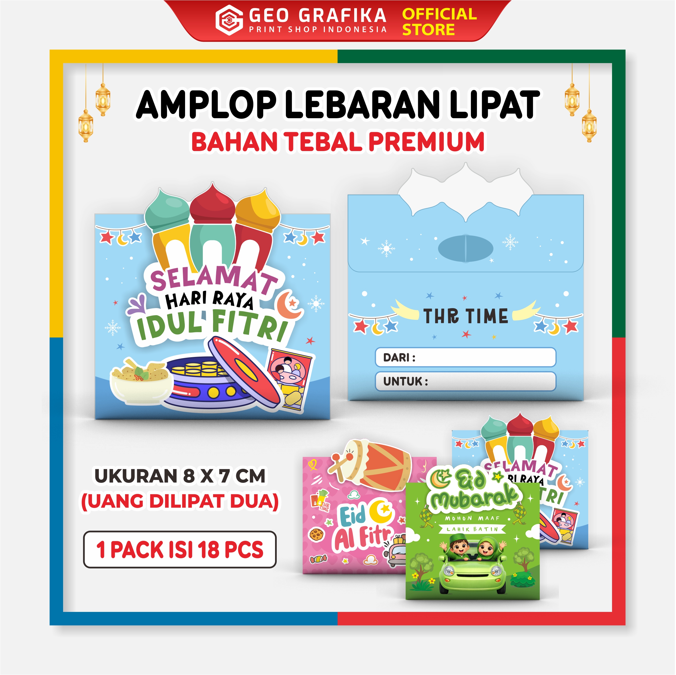 Amplop Lebaran Idul Fitri Premium 3D – Tanpa Lem | Isi 18 pcs - Geo Grafika