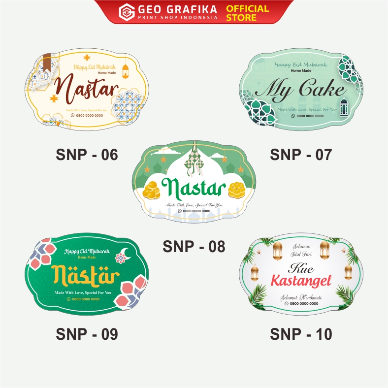Stiker Toples Kue Lebaran Custom Nama / Brand Ukuran 5 X 7 CM - Geo Grafika