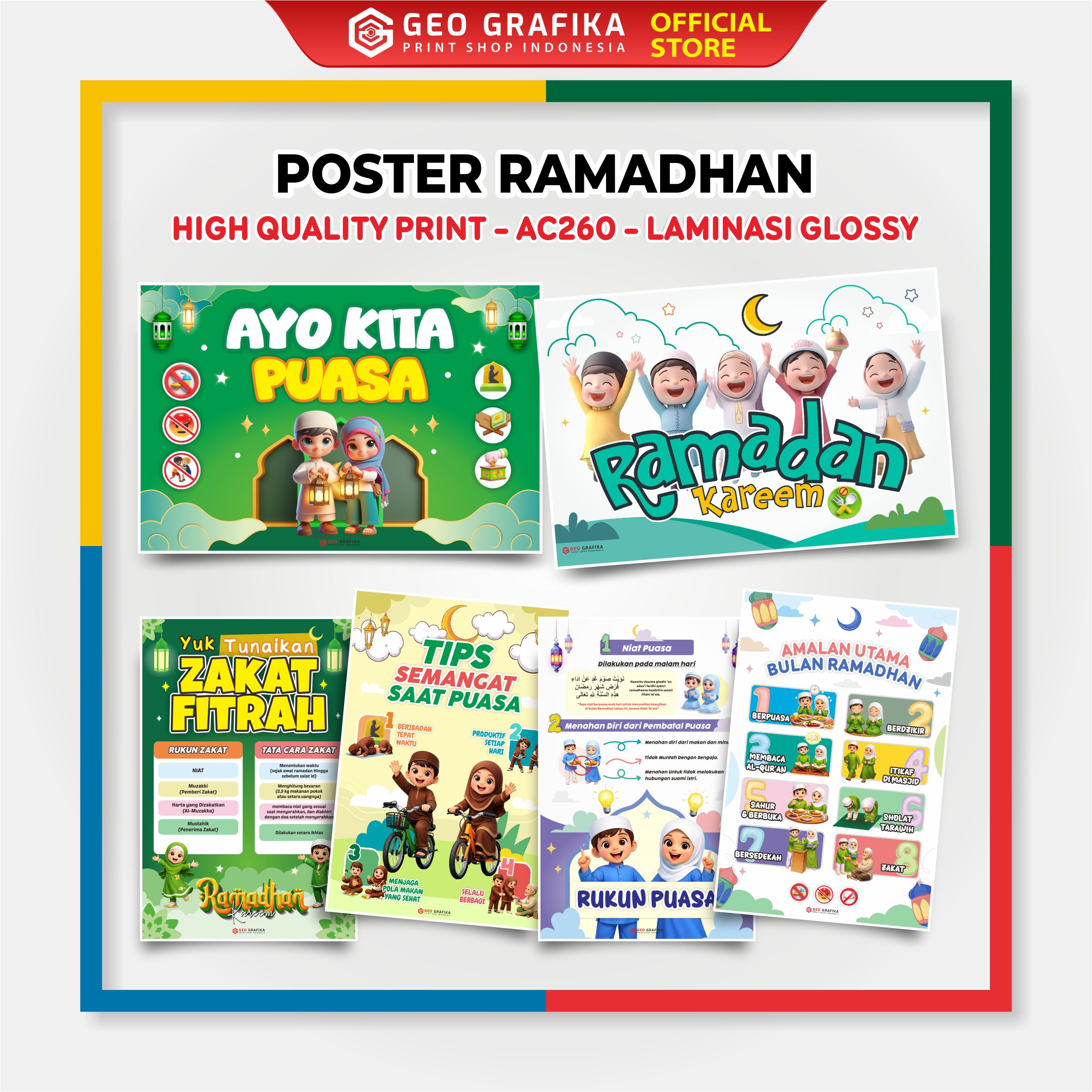 Poster Dekorasi Ramadhan Islami Anak Full Color – Geo Grafika