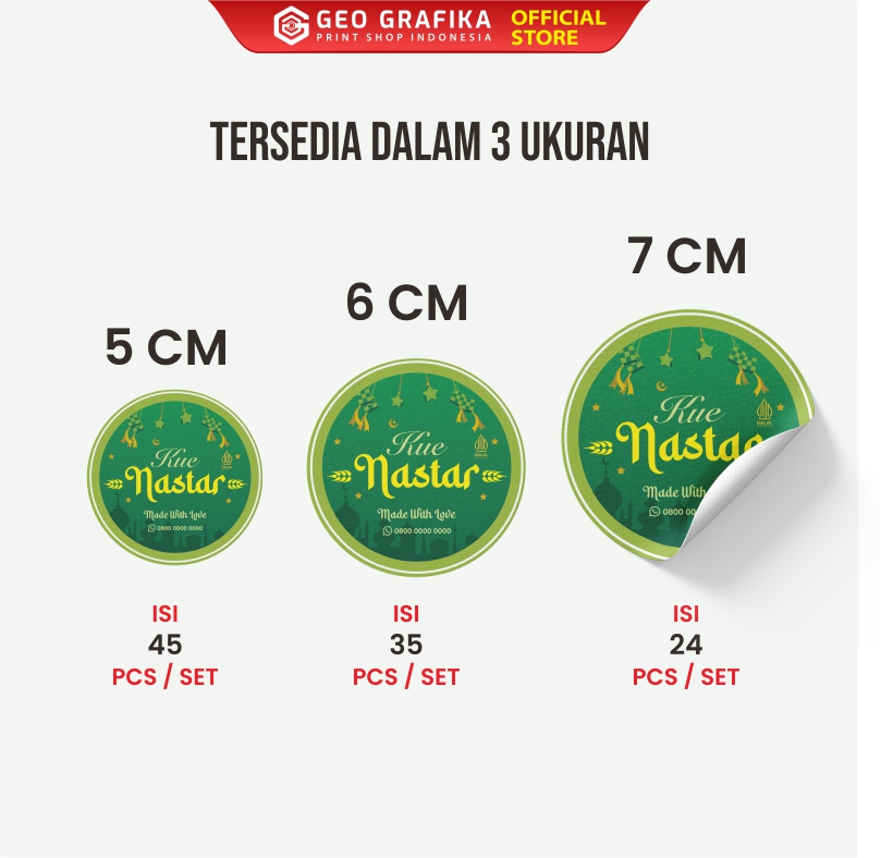 Stiker Toples Bulat Kue Lebaran Custom Nama / Brand - Geo Grafika