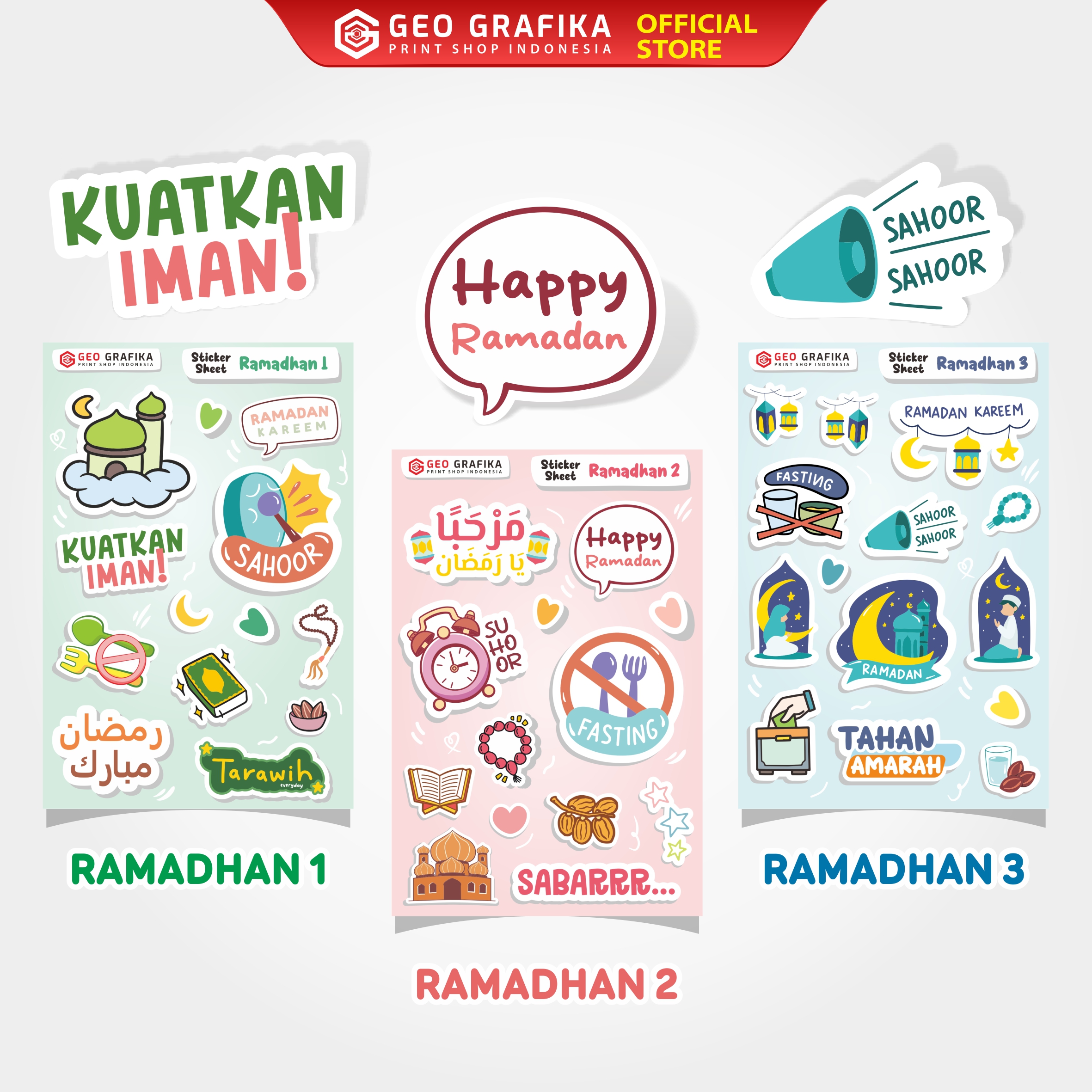 Sticker Sheet Islami A6 – Sticker Pack Lucu & Estetik | Vinyl Premium Waterproof - Geo Grafika