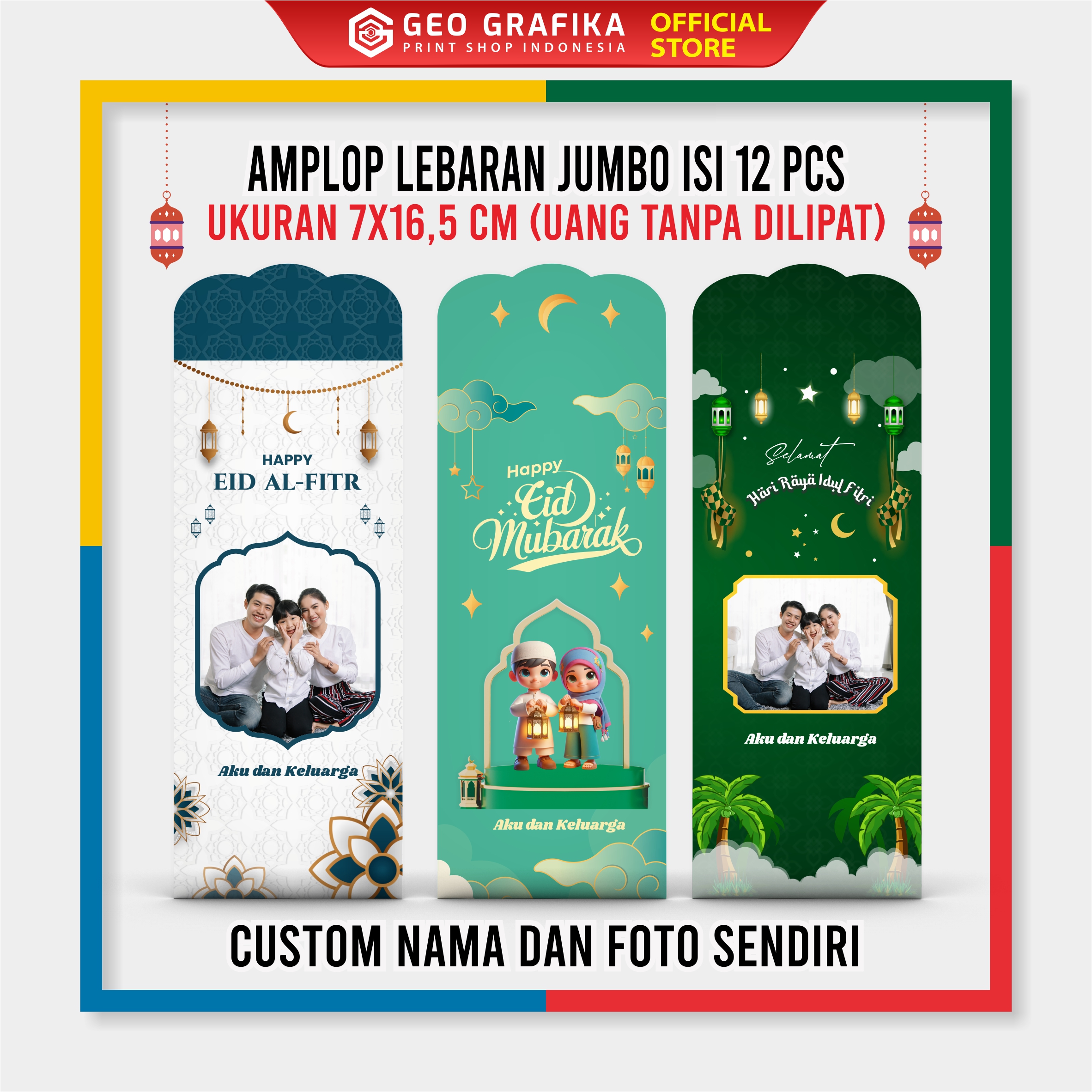 AMPLOP ANGPAU LEBARAN CUSTOM NAMA & FOTO UKURAN JUMBO (isi 12 pcs)