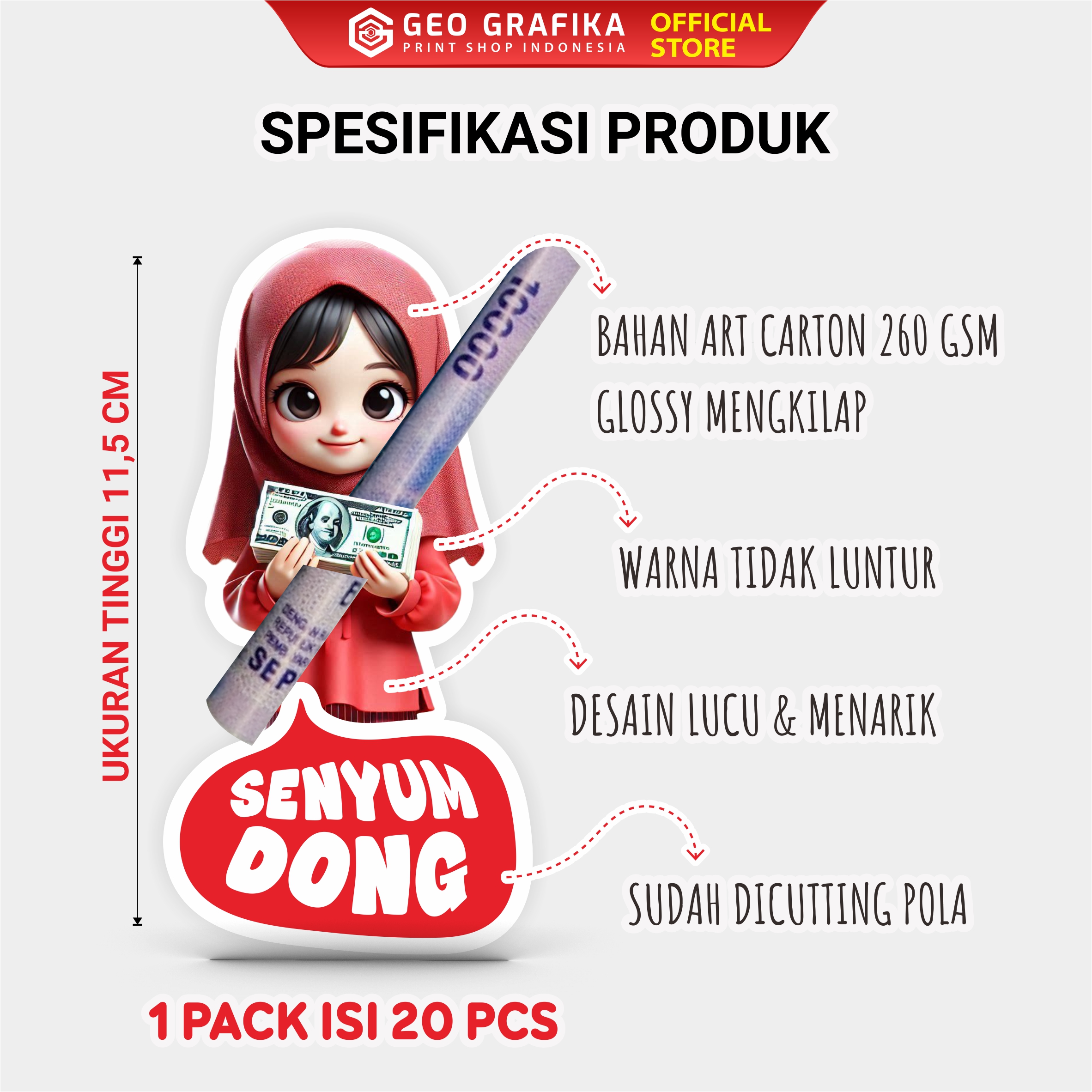 Amplop Lebaran Unik Karakter Anak Islami Lucu 1 Pack Isi 20 Pcs - Geo Grafika