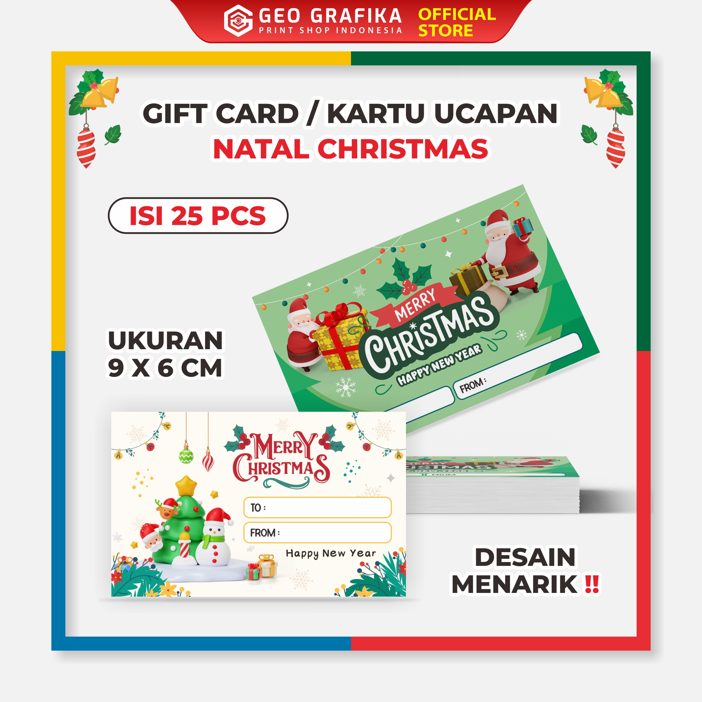 Kartu Ucapan Natal Christmas Isi 25 Pcs - Geo Grafika