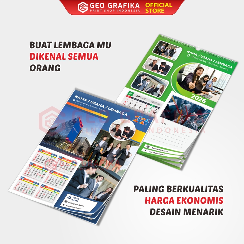 500 Pcs Cetak Kalender Dinding 2026 Custom - Geo Grafika