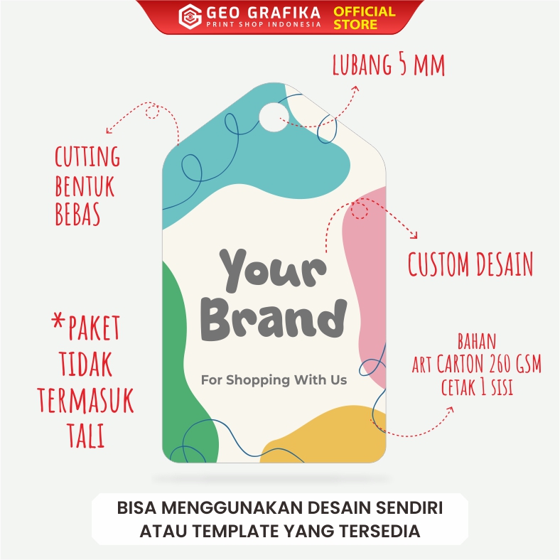 Cetak Hangtag Custom Desain dan Bentuk - Geo Grafika