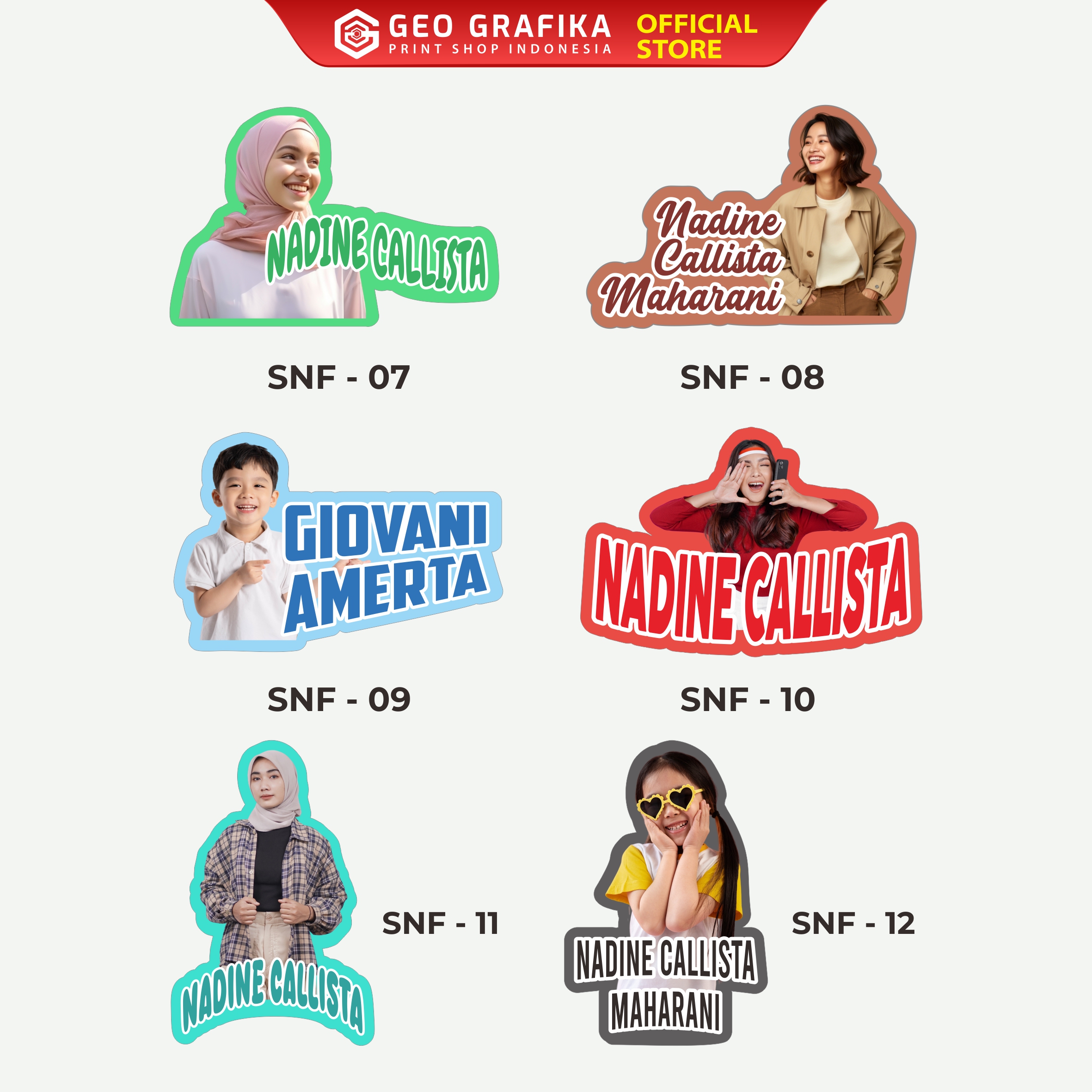 Stiker Nama Foto Custom Waterproof - Geo Grafika