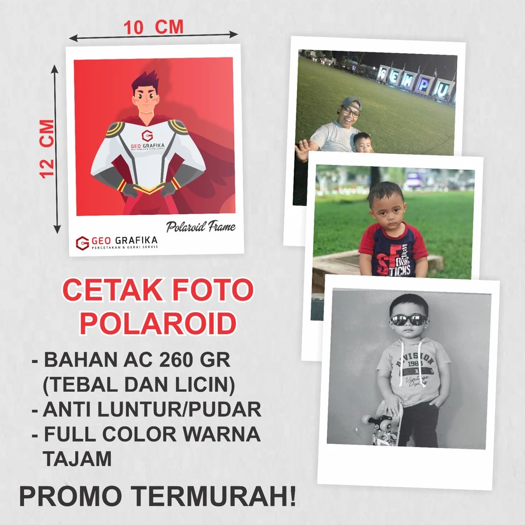 Geo Grafika - Cetak Foto Photo Polaroid Murah Custom Ukuran 10 X 12 Cm Isi 12 Pcs