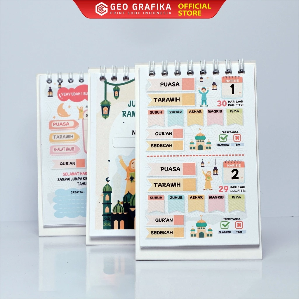 Agenda Ramadan Mini Standing Kalender dengan Jurnal dan Ceklis - Geo Grafika