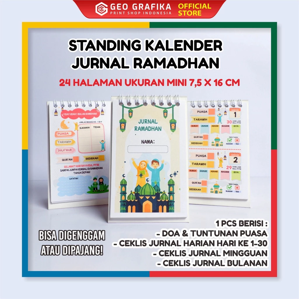 Agenda Ramadan Mini Standing Kalender dengan Jurnal dan Ceklis - Geo Grafika