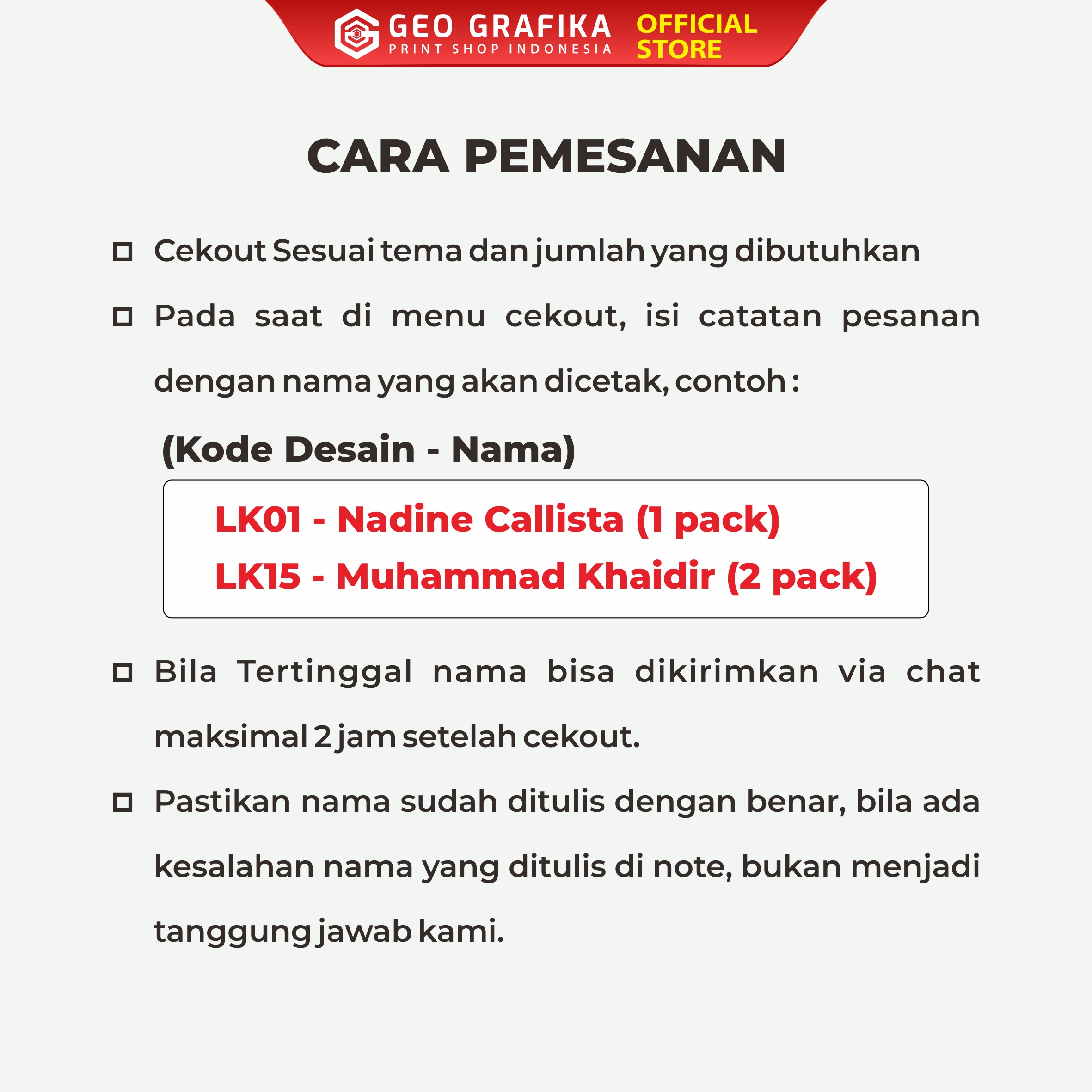 Label Kain Sablon DTF Custom Nama Isi 30 Pcs - Geo Grafika