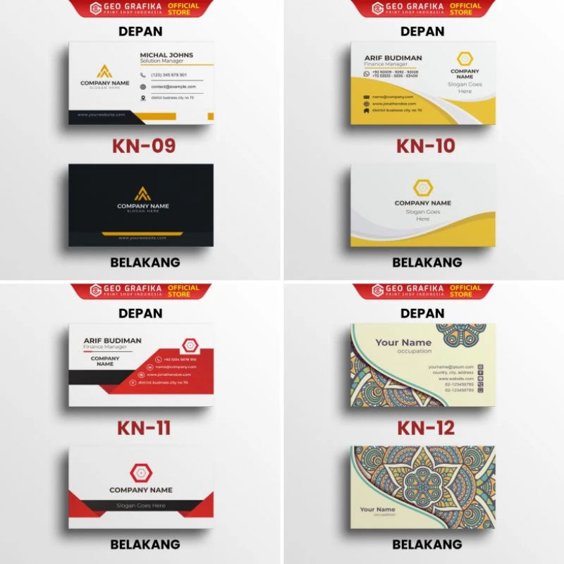 Kartu Nama 1 Box Isi 100 Pcs Free Box - Geo Grafika