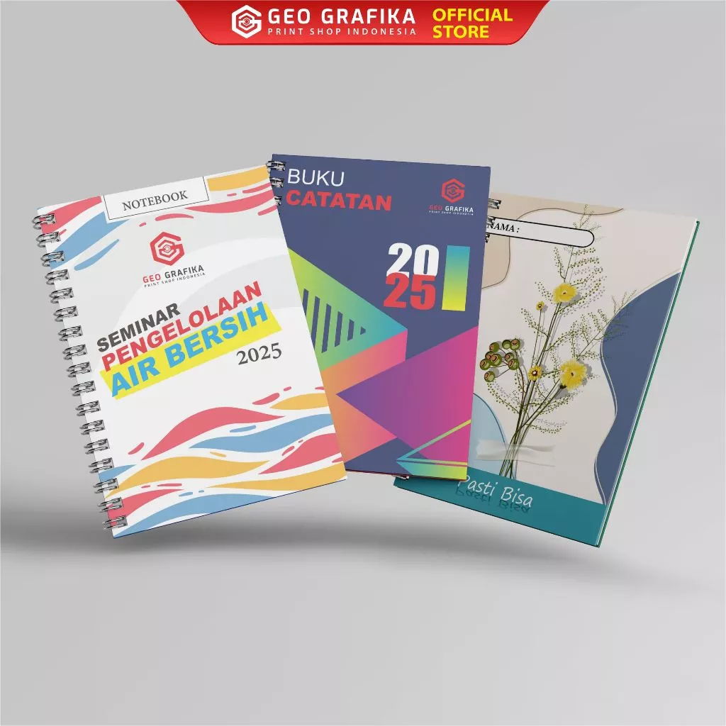 Notebook Block Note A6 Jilid Spiral 100 halaman Custom Desain - Geo Grafika