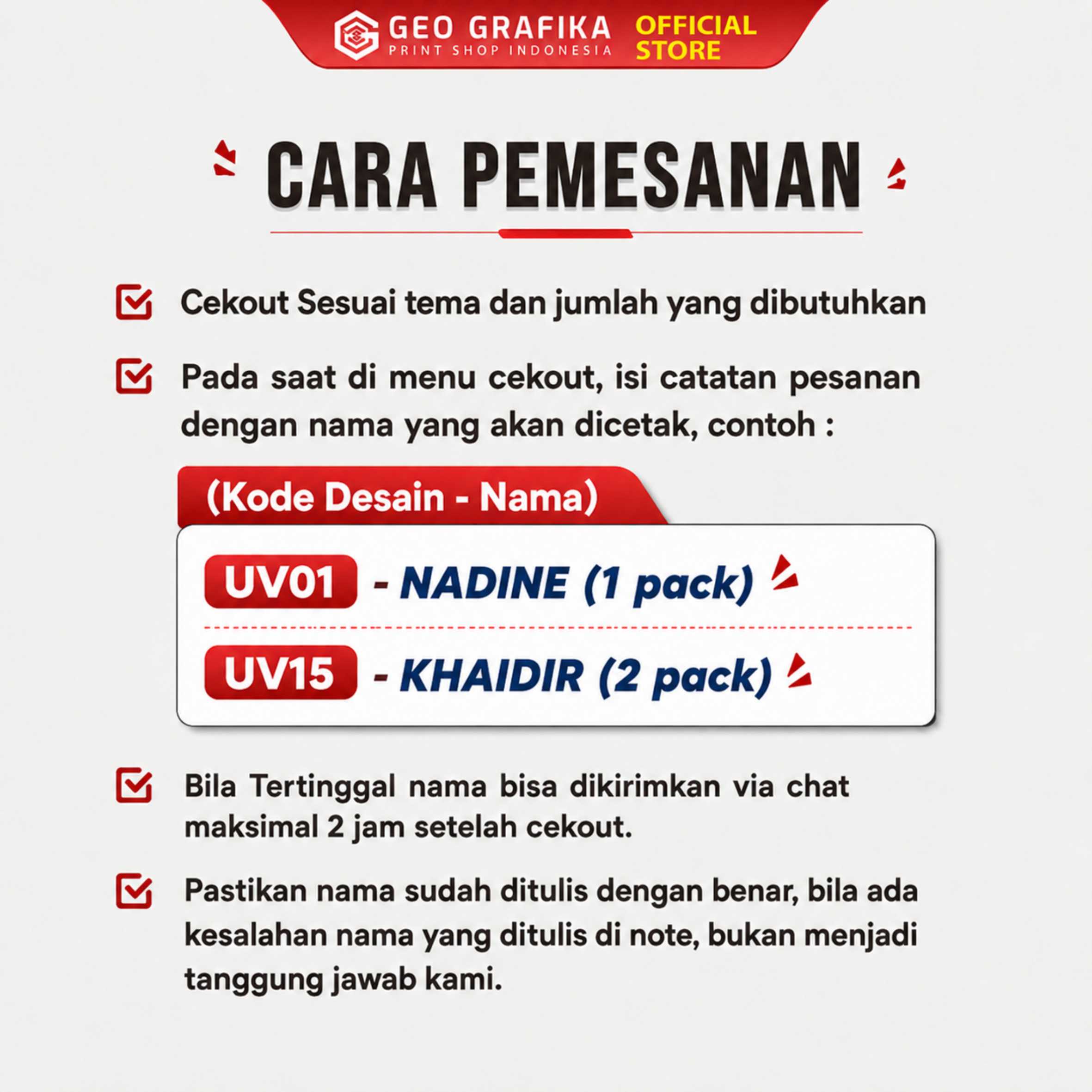 Stiker Nama UV DTF Custom Nama Anak Isi 20 PCS | Waterproof Anti Gores - Geo Grafika