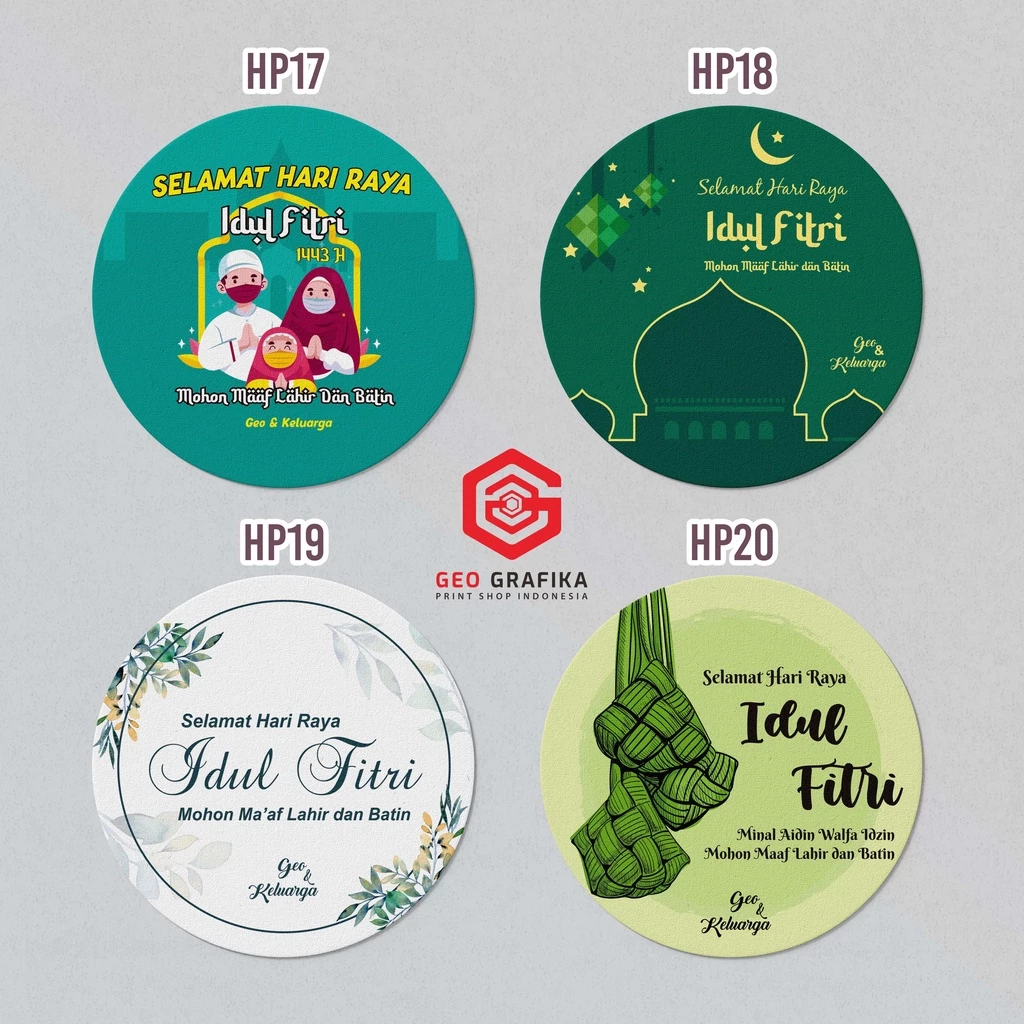 Geo Grafika - Sticker Hampers Lebaran Idul Fitri Custom Nama Uk. 7 cm (isi 24 pcs)